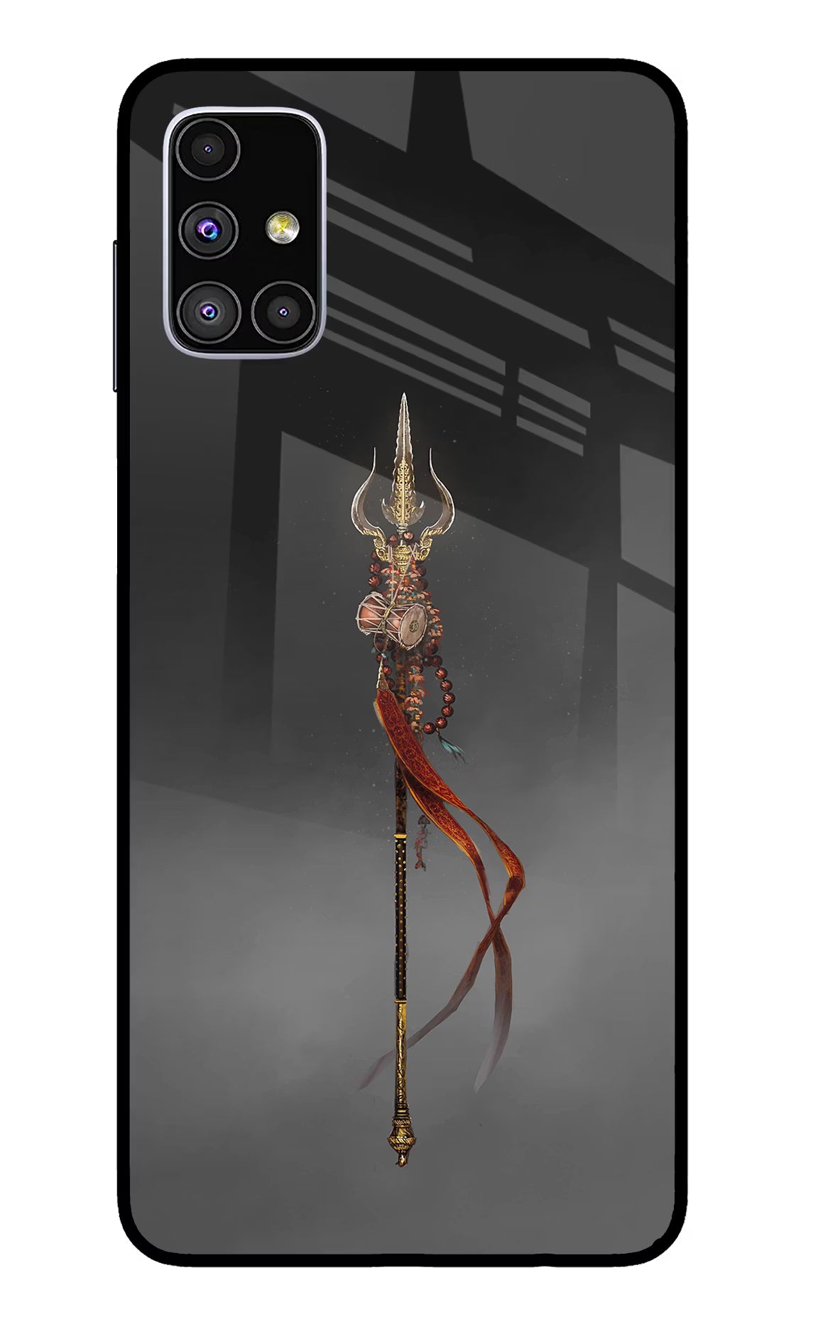 Shiv Trishul Samsung M51 Back Cover - Shiv Trishul Samsung M51 Glass Case Back Cover by Casekaro Shiv Trishul Samsung M51 Glass Case Back Cover by Casekaro