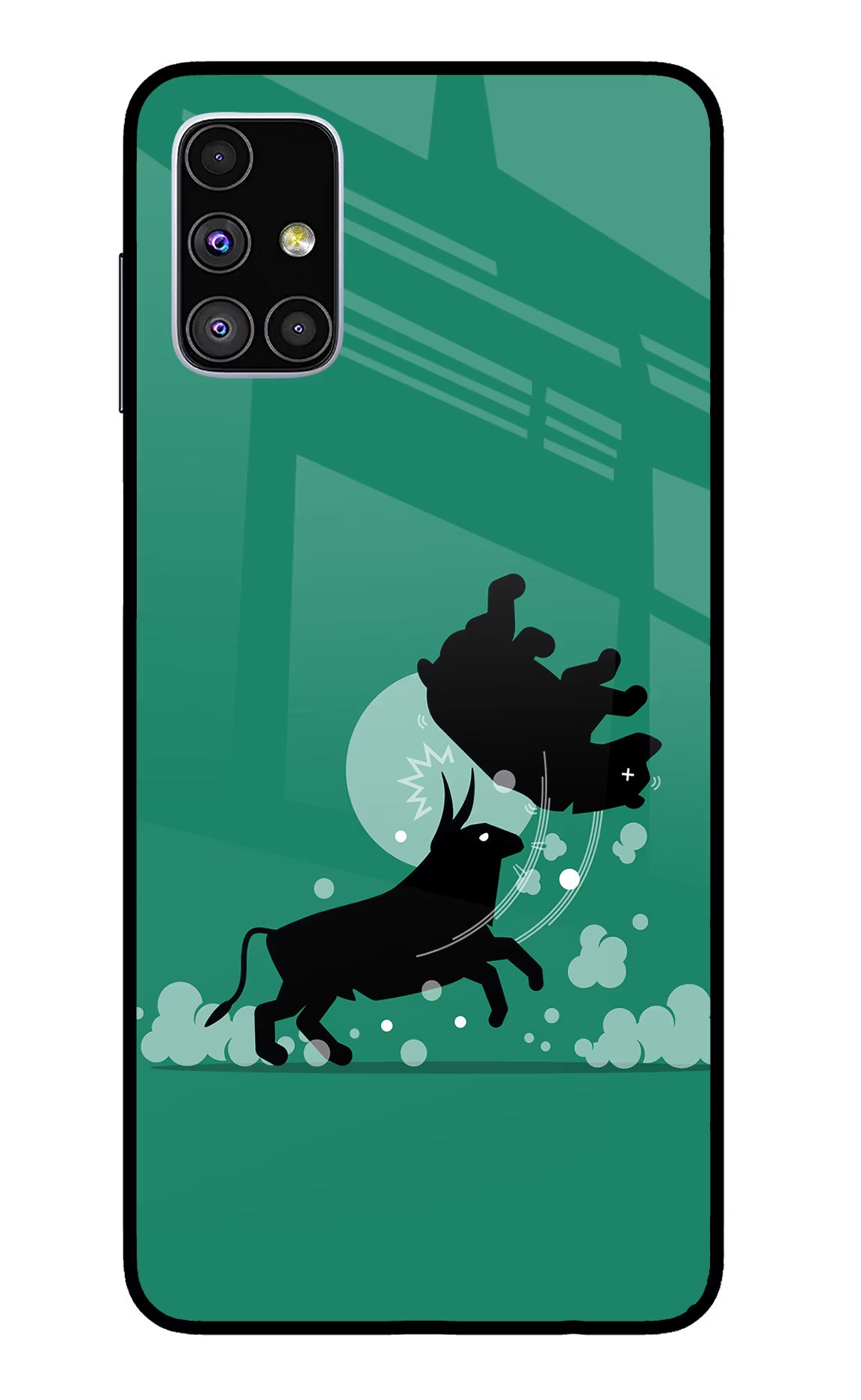 Bull Conqueror Samsung M51 Back Cover - Bull Conqueror Samsung M51 Glass Case Back Cover by Casekaro Bull Conqueror Samsung M51 Glass Case Back Cover by Casekaro