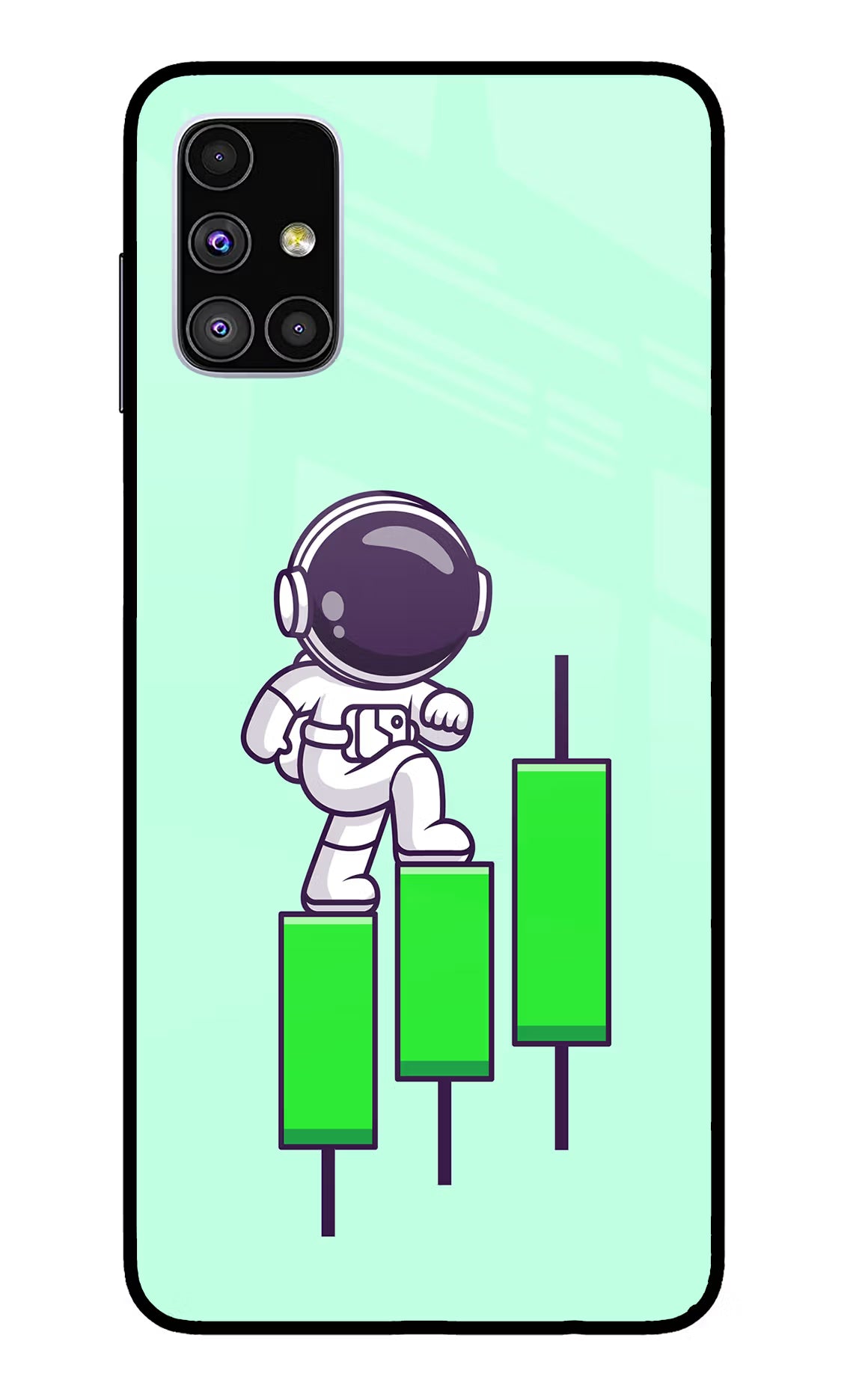 Astronaut Trader Samsung M51 Back Cover - Astronaut Trader Samsung M51 Glass Case Back Cover by Casekaro Astronaut Trader Samsung M51 Glass Case Back Cover by Casekaro
