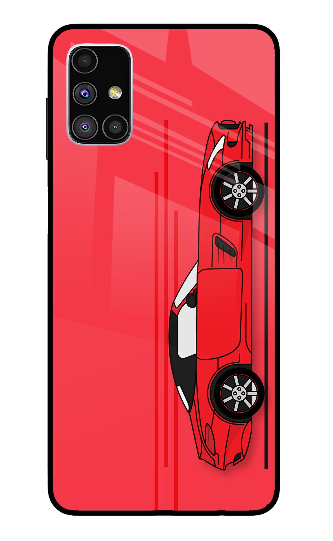 Red Velocity Samsung M51 Back Cover - Red Velocity Samsung M51 Glass Case Back Cover by Casekaro Red Velocity Samsung M51 Glass Case Back Cover by Casekaro