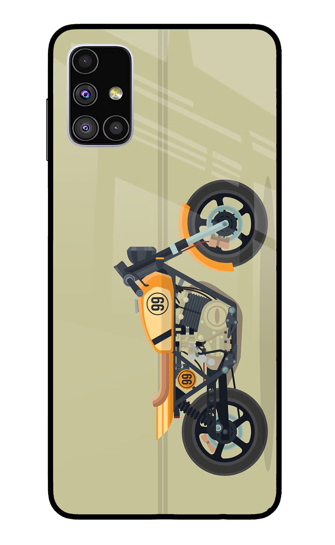 Vertical Speedster Samsung M51 Back Cover - Vertical Speedster Samsung M51 Glass Case Back Cover by Casekaro Vertical Speedster Samsung M51 Glass Case Back Cover by Casekaro