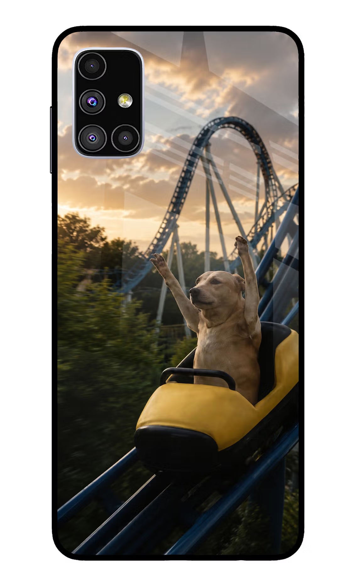 Rollercoaster Dog Samsung M51 Glass Case - Rollercoaster Dog Samsung M51 Glass Case Rollercoaster Dog Samsung M51 Glass Case