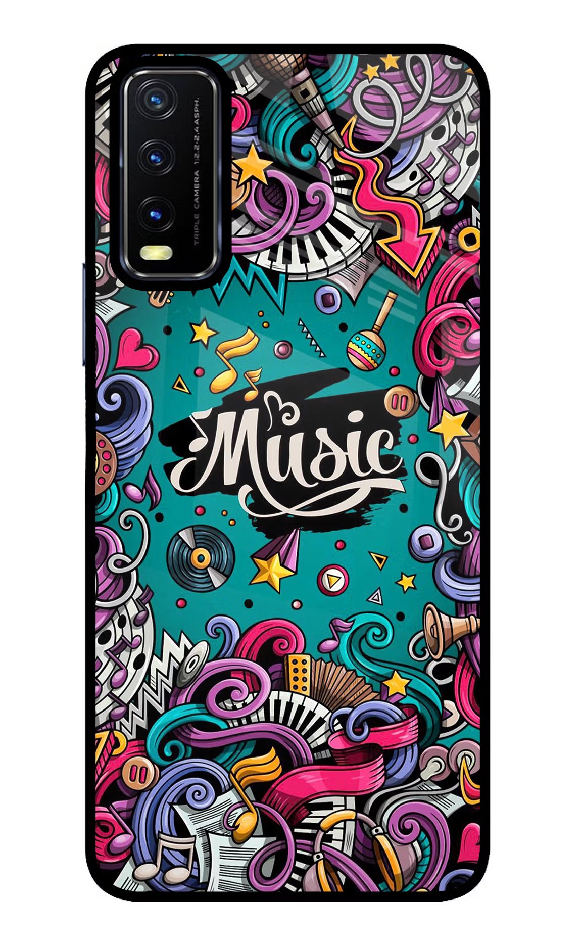 Music Graffiti Vivo Y20/Y20i Glass Case - Music Graffiti Vivo Y20/Y20i Glass Case Music Graffiti Vivo Y20/Y20i Glass Case