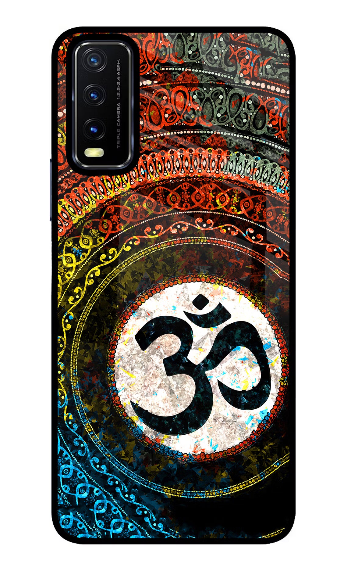 Om Cultural Vivo Y20/Y20i Back Cover - Om Cultural Vivo Y20/Y20i Glass Case Back Cover by Casekaro Om Cultural Vivo Y20/Y20i Glass Case Back Cover by Casekaro