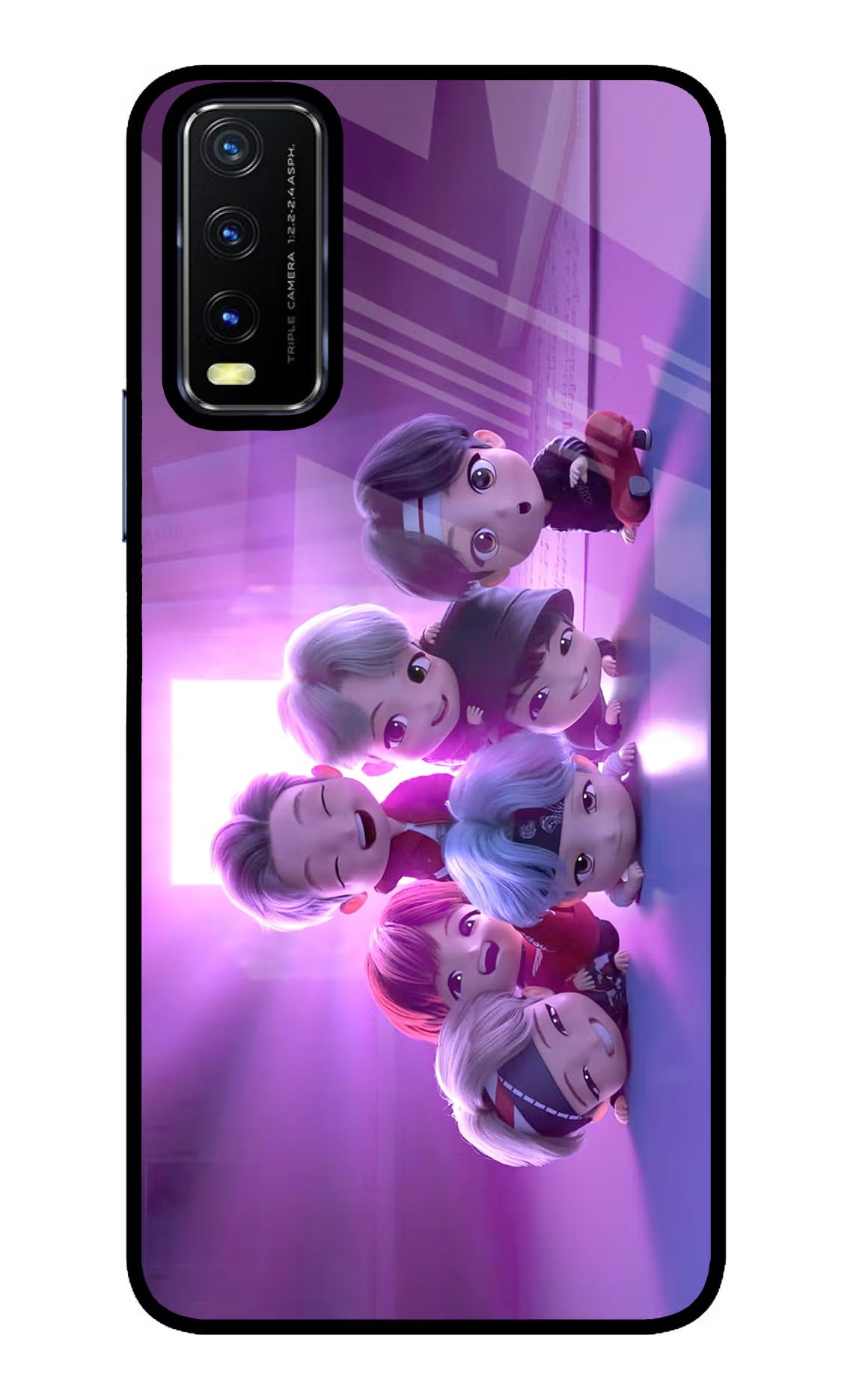 BTS Chibi Vivo Y20/Y20i Glass Case - BTS Chibi Vivo Y20/Y20i Glass Case BTS Chibi Vivo Y20/Y20i Glass Case