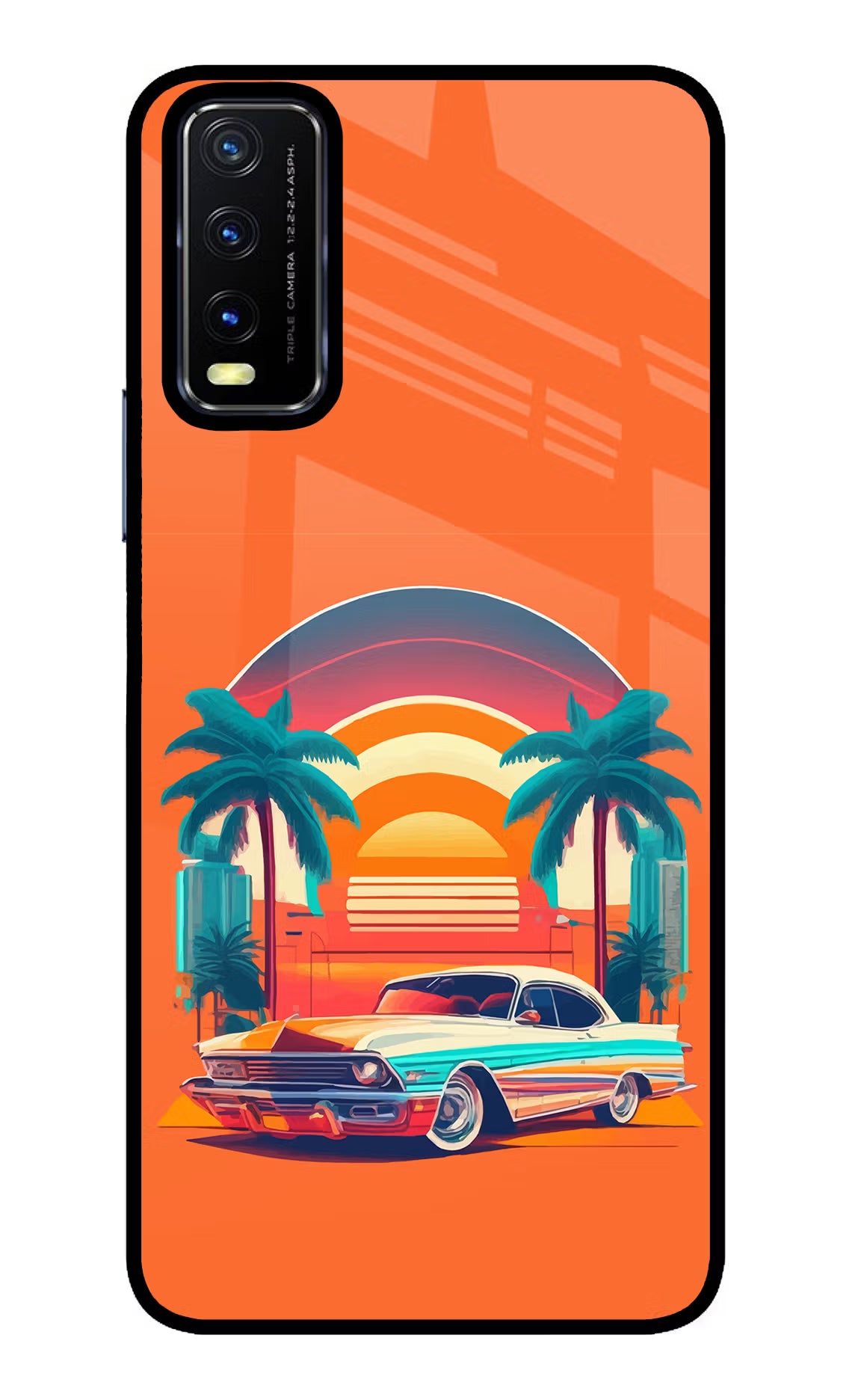 Palm Drive 80s Vivo Y20/Y20i Glass Case - Palm Drive 80s Vivo Y20/Y20i Glass Case Palm Drive 80s Vivo Y20/Y20i Glass Case