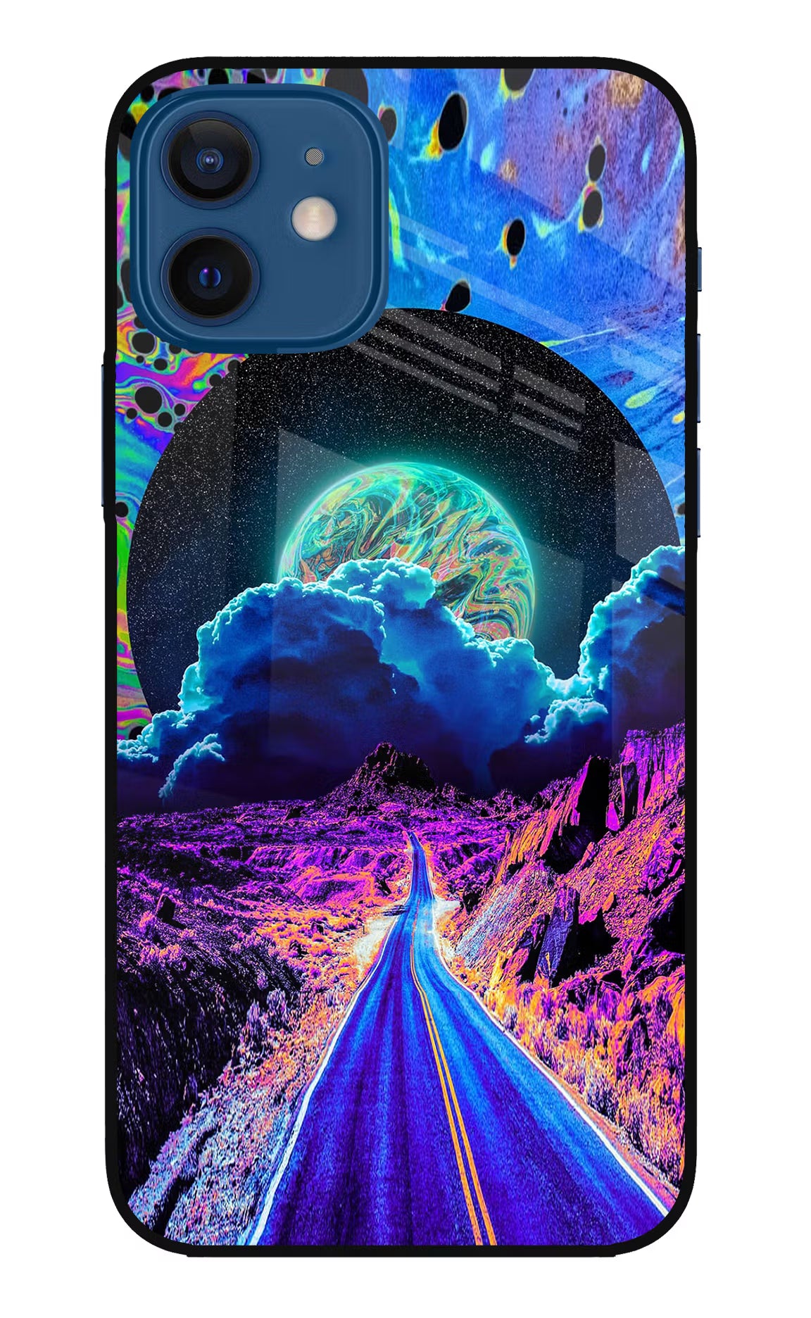 Psychedelic Painting iPhone 12 Glass Case - Psychedelic Painting iPhone 12 Glass Case Psychedelic Painting iPhone 12 Glass Case