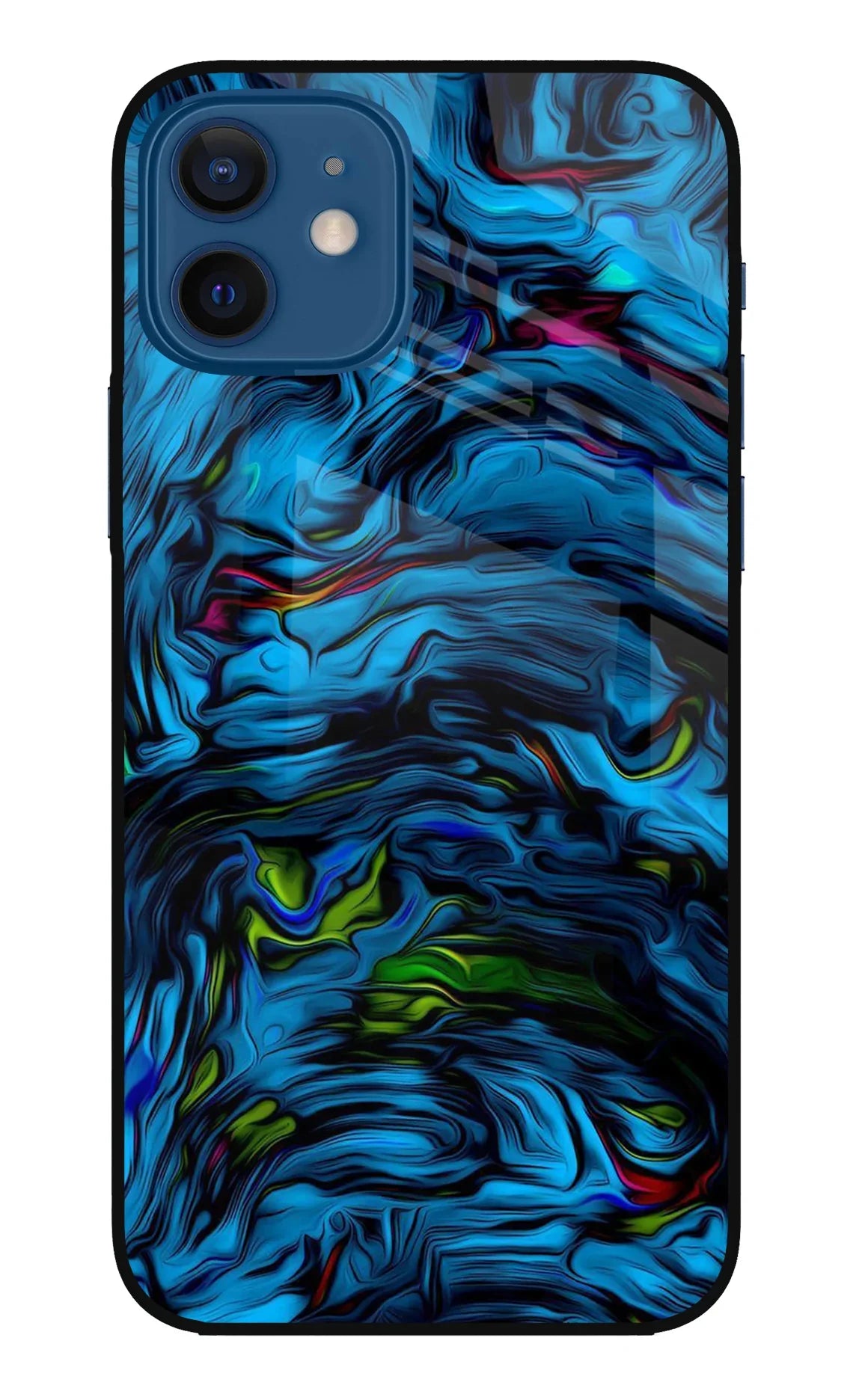 Dark Blue Abstract iPhone 12 Glass Case - Dark Blue Abstract iPhone 12 Glass Case Dark Blue Abstract iPhone 12 Glass Case