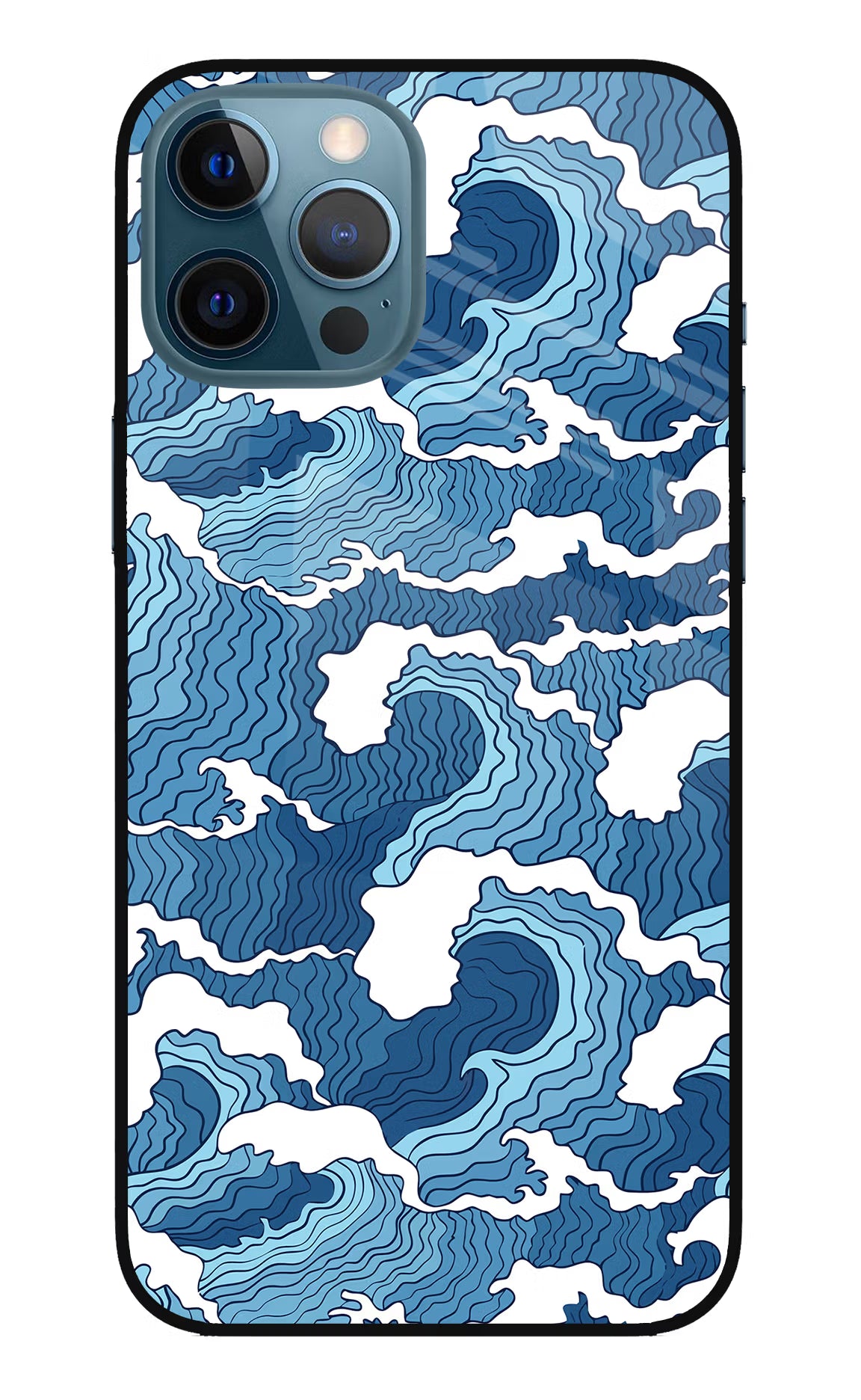 Blue Waves iPhone 12 Pro Max Glass Case - Blue Waves iPhone 12 Pro Max Glass Case Blue Waves iPhone 12 Pro Max Glass Case