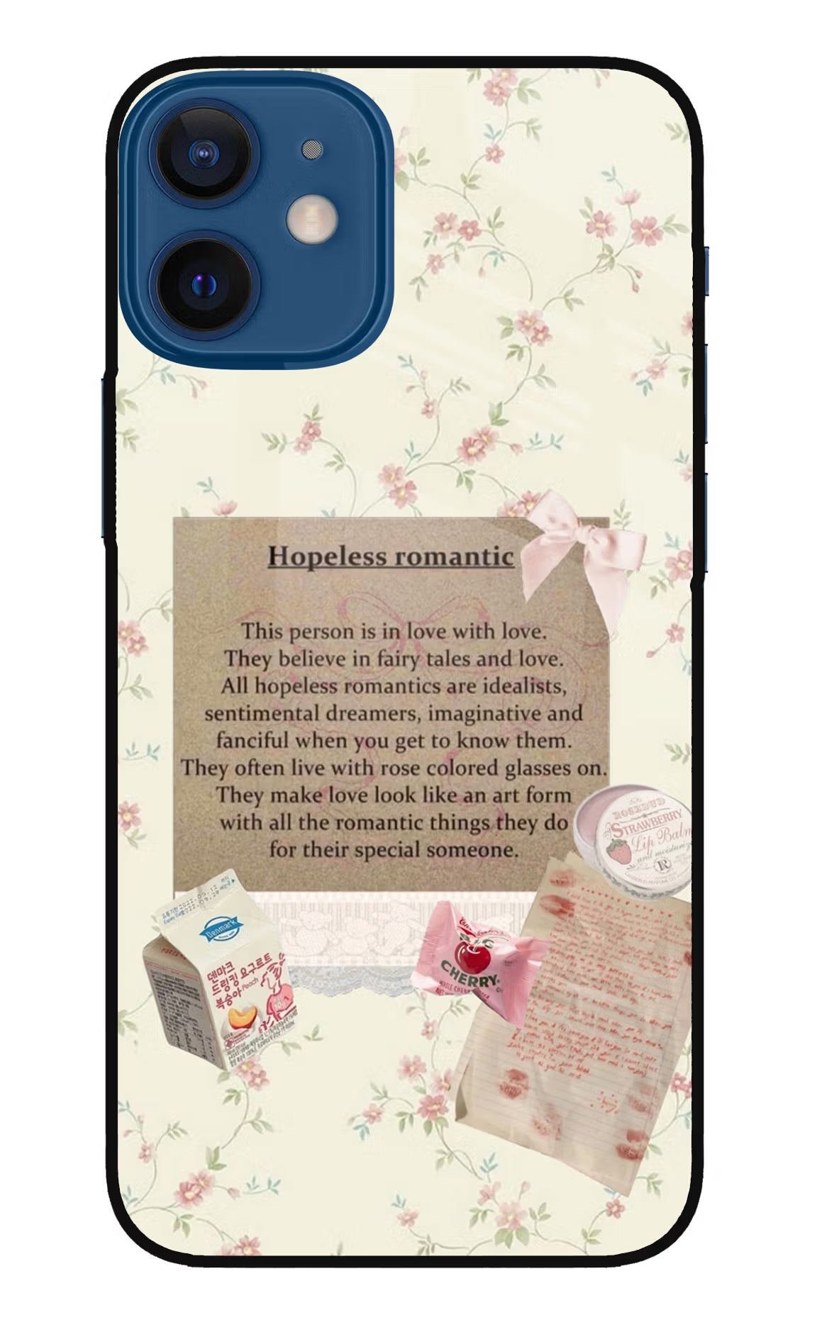 Hopeless Romantic iPhone 12 Mini Glass Case - Hopeless Romantic iPhone 12 Mini Glass Case Hopeless Romantic iPhone 12 Mini Glass Case