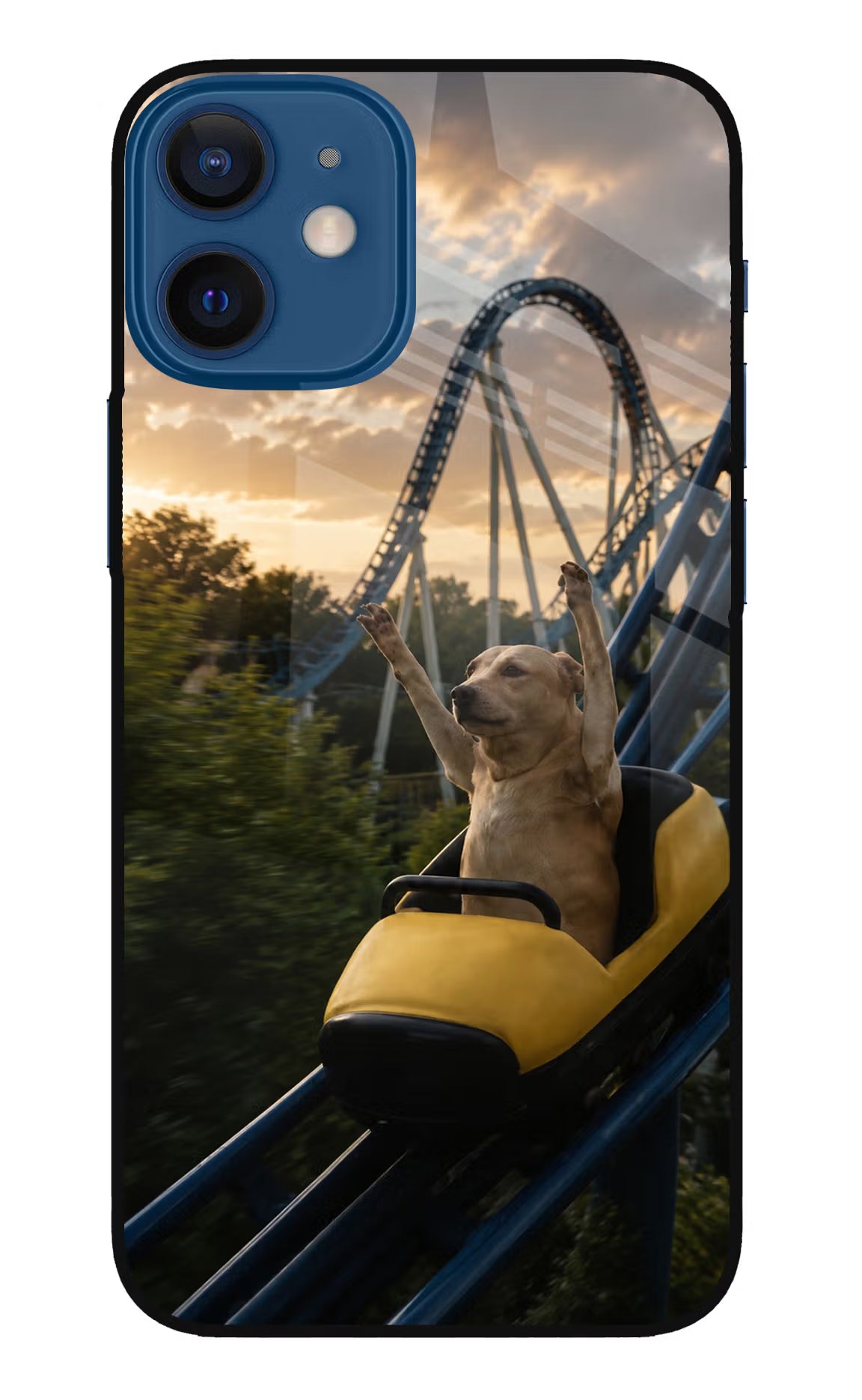 Rollercoaster Dog iPhone 12 Mini Glass Case - Rollercoaster Dog iPhone 12 Mini Glass Case Rollercoaster Dog iPhone 12 Mini Glass Case