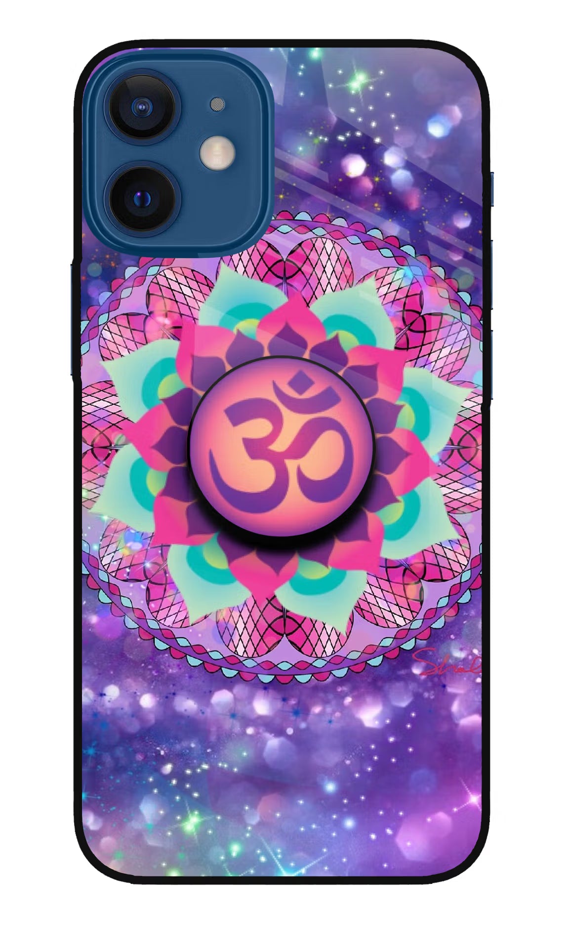 Om Purple iPhone 12 Mini Glass Case - Om Purple iPhone 12 Mini Glass Case Om Purple iPhone 12 Mini Glass Case