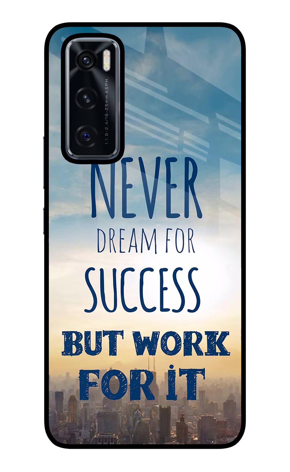 Never Dream For Success But Work For It Vivo V20 SE Back Cover - Never Dream For Success But Work For It Vivo V20 SE Glass Case Back Cover by Casekaro Never Dream For Success But Work For It Vivo V20 SE Glass Case Back Cover by Casekaro