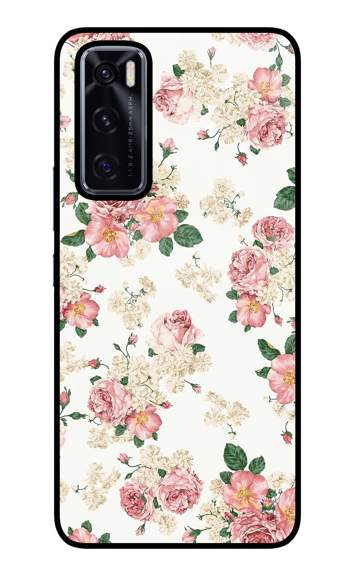 Flowers Vivo V20 SE Back Cover - Flowers Vivo V20 SE Glass Case Back Cover by Casekaro Flowers Vivo V20 SE Glass Case Back Cover by Casekaro