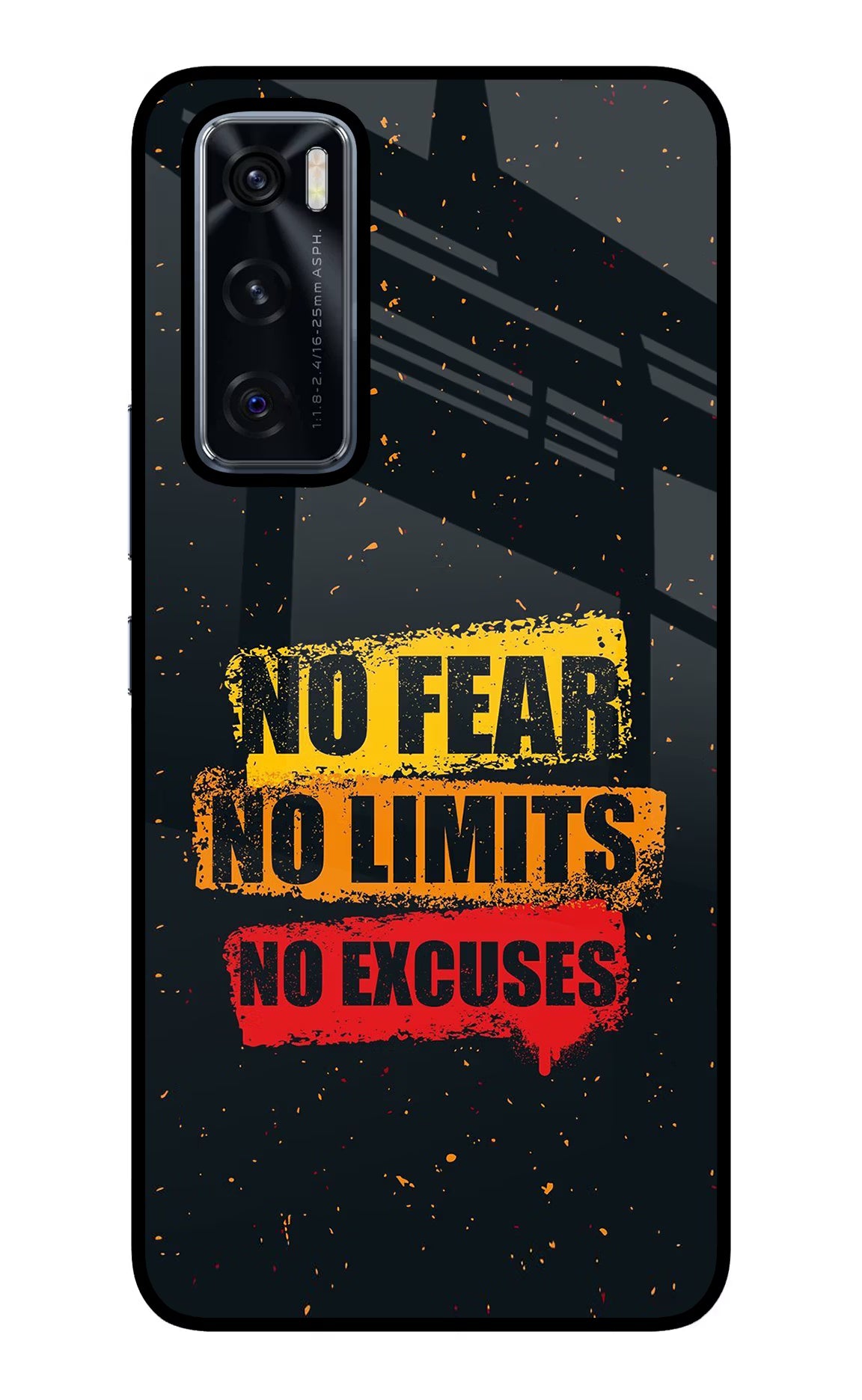 No Fear No Limits No Excuse Vivo V20 SE Back Cover - No Fear No Limits No Excuse Vivo V20 SE Glass Case Back Cover by Casekaro No Fear No Limits No Excuse Vivo V20 SE Glass Case Back Cover by Casekaro