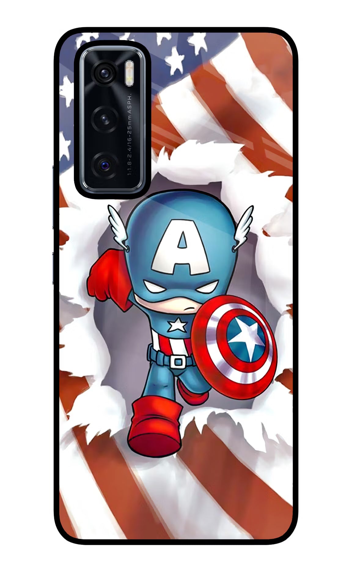 Captain America Vivo V20 SE Back Cover - Captain America Vivo V20 SE Glass Case Back Cover by Casekaro Captain America Vivo V20 SE Glass Case Back Cover by Casekaro