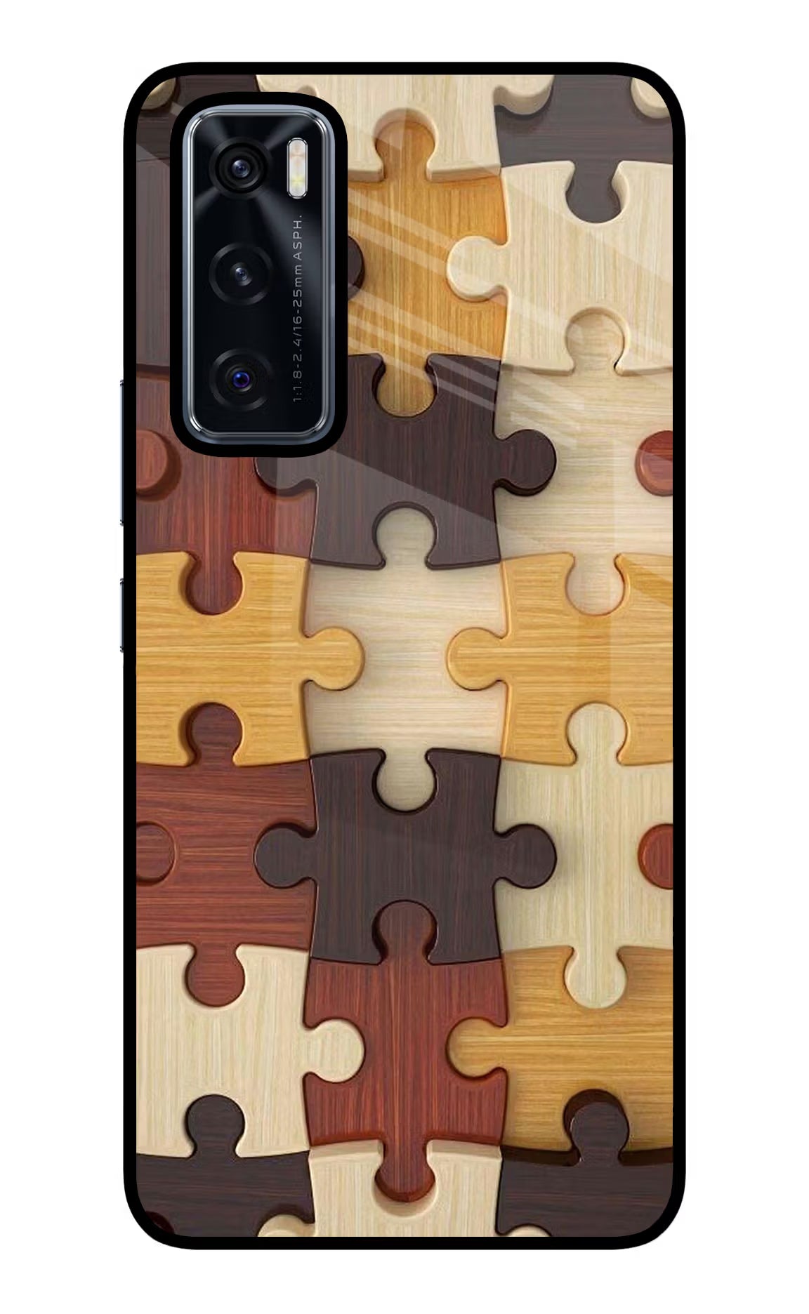 Wooden Puzzle Vivo V20 SE Back Cover - Wooden Puzzle Vivo V20 SE Glass Case Back Cover by Casekaro Wooden Puzzle Vivo V20 SE Glass Case Back Cover by Casekaro