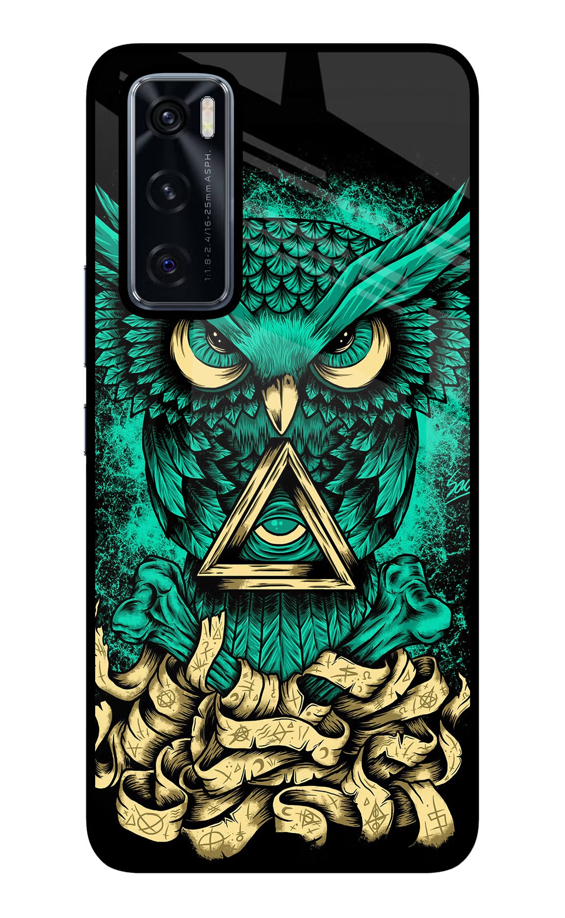 Green Owl Vivo V20 SE Back Cover - Green Owl Vivo V20 SE Glass Case Back Cover by Casekaro Green Owl Vivo V20 SE Glass Case Back Cover by Casekaro