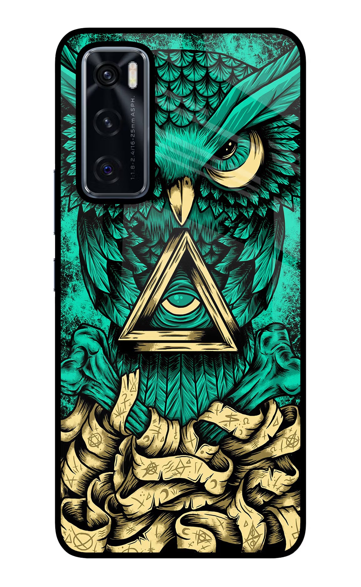 Green Owl Vivo V20 SE Back Cover - Green Owl Vivo V20 SE Glass Case Back Cover by Casekaro Green Owl Vivo V20 SE Glass Case Back Cover by Casekaro