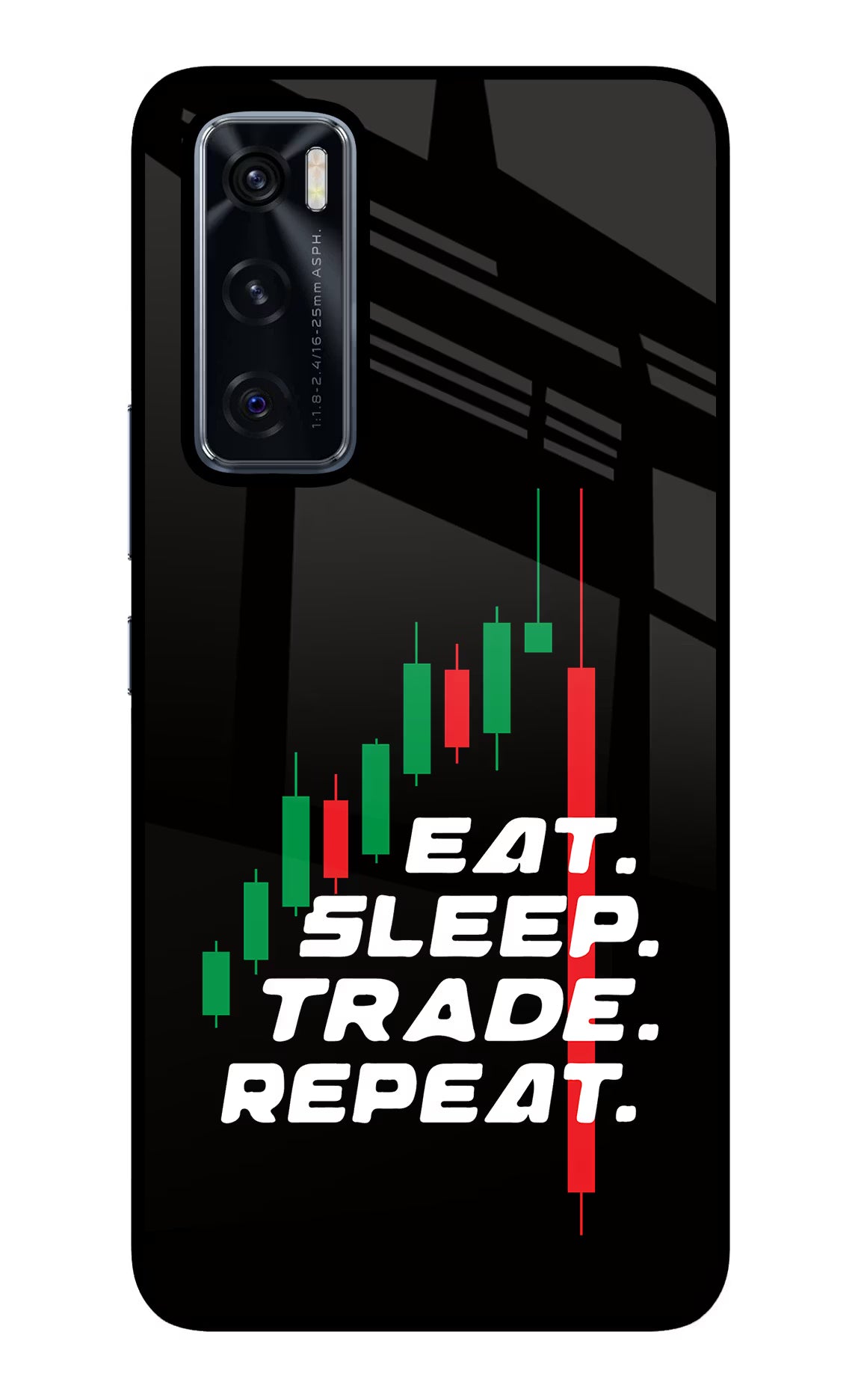 Eat Sleep Trade Repeat Vivo V20 SE Back Cover - Eat Sleep Trade Repeat Vivo V20 SE Glass Case Back Cover by Casekaro Eat Sleep Trade Repeat Vivo V20 SE Glass Case Back Cover by Casekaro