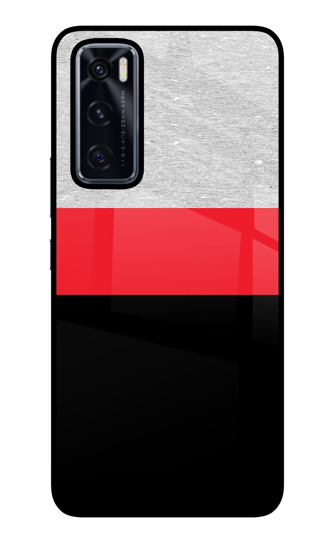 Tri Color Pattern Vivo V20 SE Back Cover - Tri Color Pattern Vivo V20 SE Glass Case Back Cover by Casekaro Tri Color Pattern Vivo V20 SE Glass Case Back Cover by Casekaro