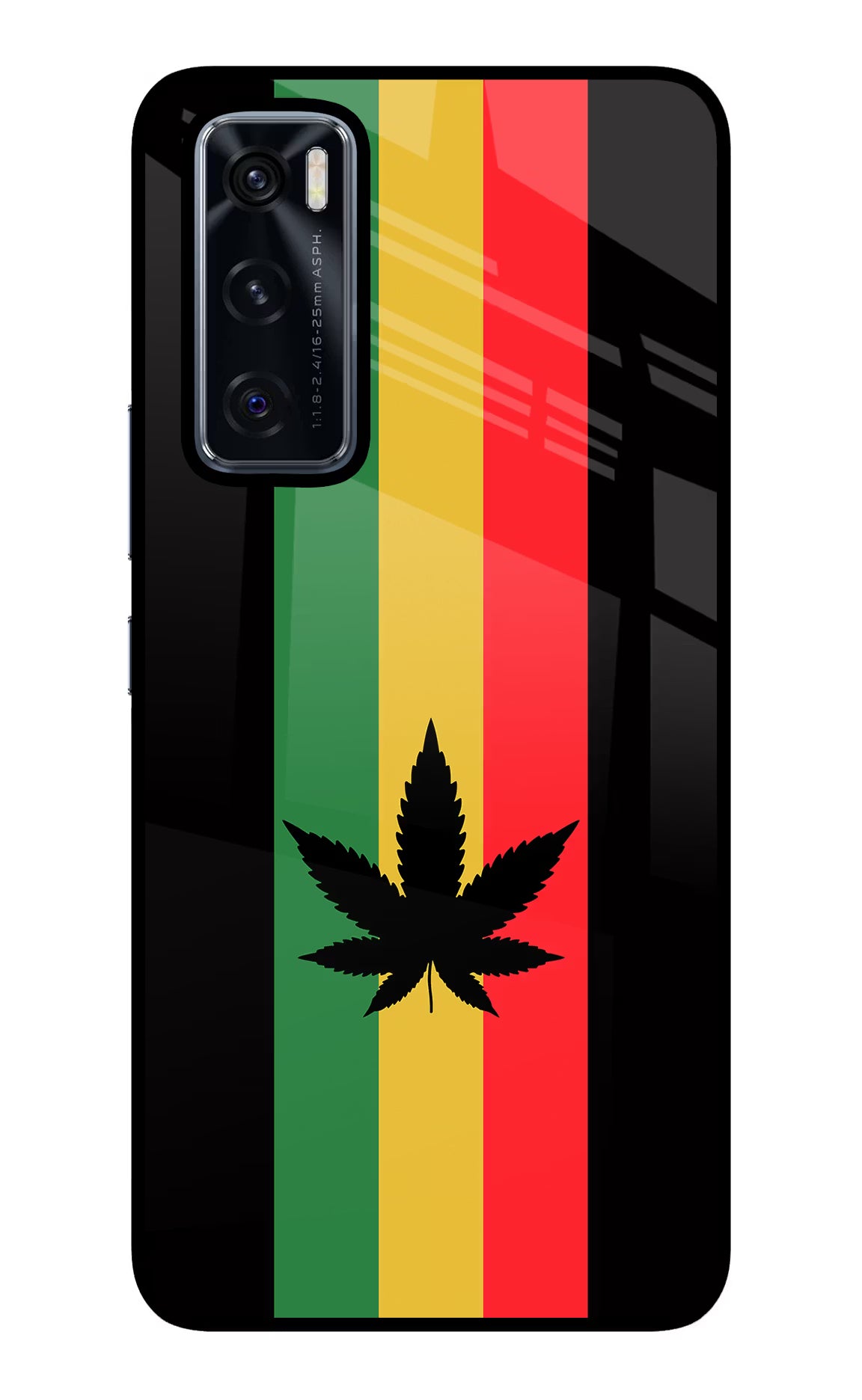 Weed Flag Vivo V20 SE Back Cover - Weed Flag Vivo V20 SE Glass Case Back Cover by Casekaro Weed Flag Vivo V20 SE Glass Case Back Cover by Casekaro