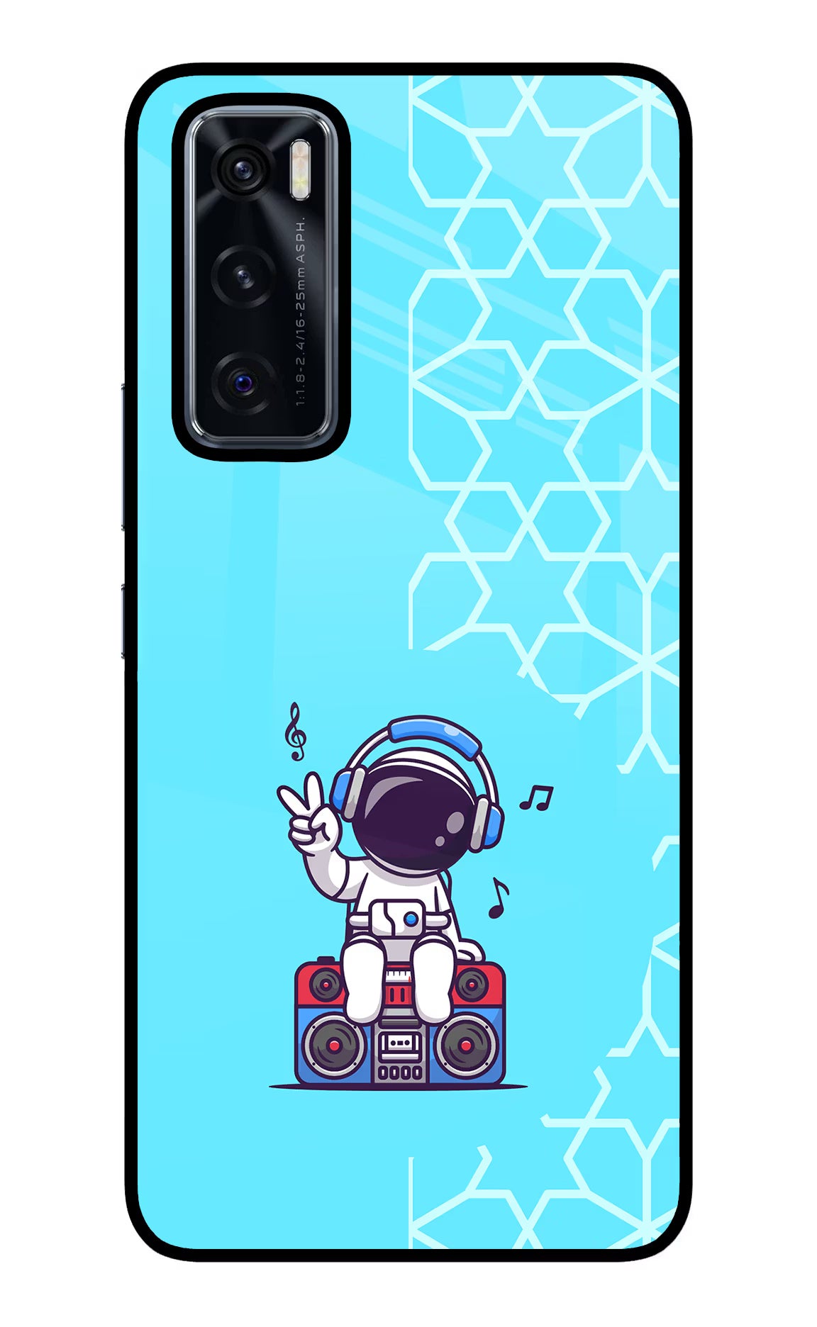 Cute Astronaut Chilling Vivo V20 SE Back Cover - Cute Astronaut Chilling Vivo V20 SE Glass Case Back Cover by Casekaro Cute Astronaut Chilling Vivo V20 SE Glass Case Back Cover by Casekaro