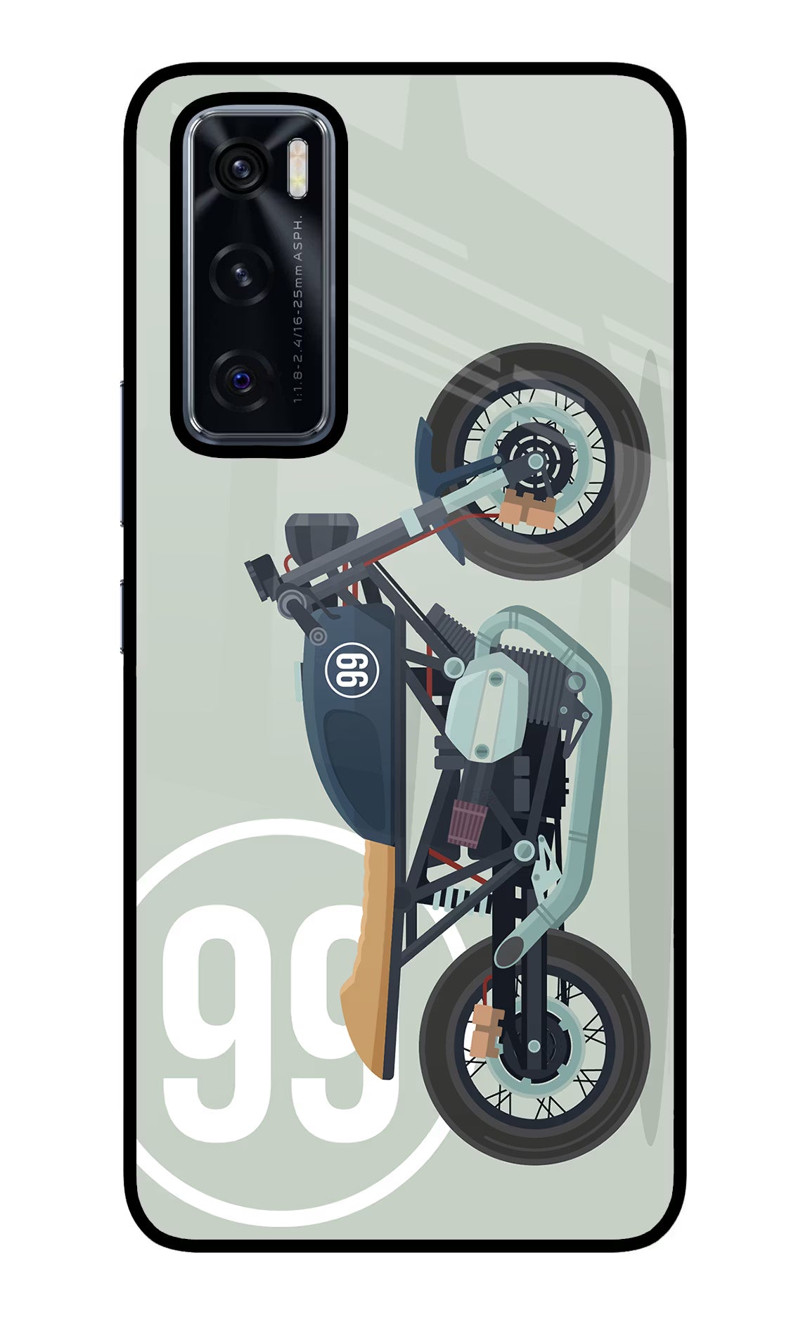 Classic Cafe Racer 99 Vivo V20 SE Back Cover - Classic Cafe Racer 99 Vivo V20 SE Glass Case Back Cover by Casekaro Classic Cafe Racer 99 Vivo V20 SE Glass Case Back Cover by Casekaro