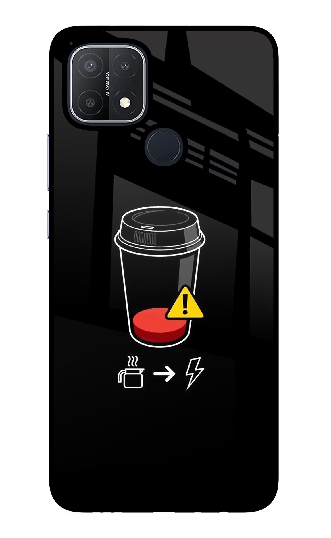 Coffee Oppo A15/A15s Glass Case - Coffee Oppo A15/A15s Glass Case Coffee Oppo A15/A15s Glass Case