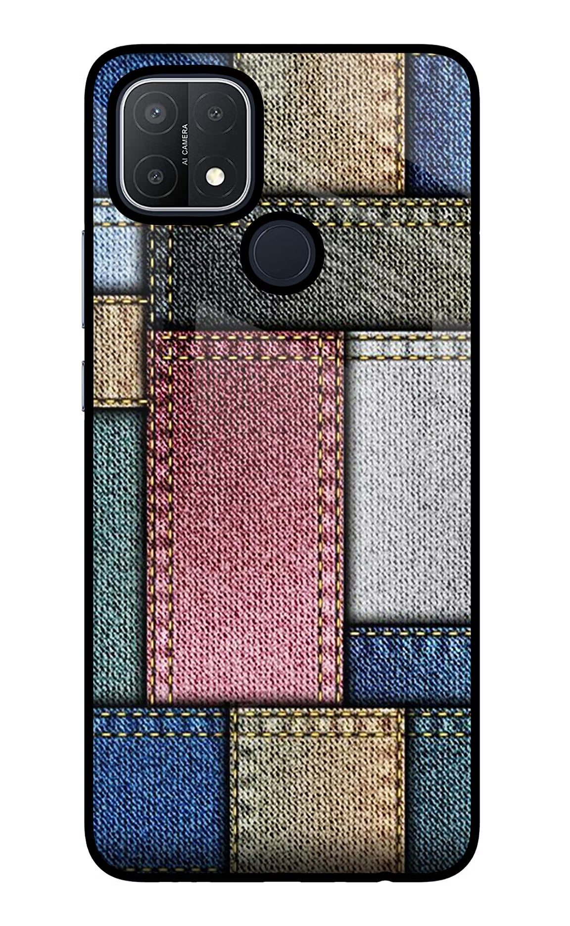 Multicolor Jeans Oppo A15/A15s Glass Case - Multicolor Jeans Oppo A15/A15s Glass Case Multicolor Jeans Oppo A15/A15s Glass Case