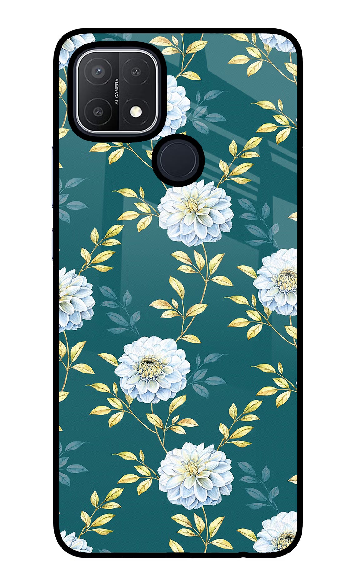 Flowers Oppo A15/A15s Glass Case - Flowers Oppo A15/A15s Glass Case Flowers Oppo A15/A15s Glass Case