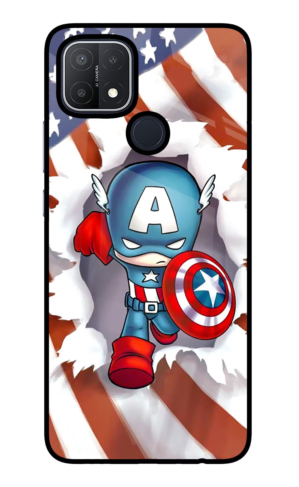 Captain America Oppo A15/A15s Glass Case - Captain America Oppo A15/A15s Glass Case Captain America Oppo A15/A15s Glass Case