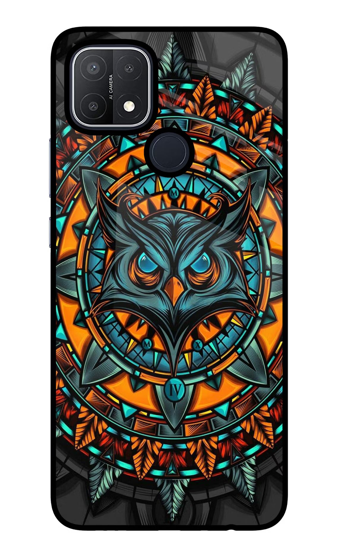 Angry Owl Art Oppo A15/A15s Back Cover - Angry Owl Art Oppo A15/A15s Glass Case Back Cover by Casekaro Angry Owl Art Oppo A15/A15s Glass Case Back Cover by Casekaro