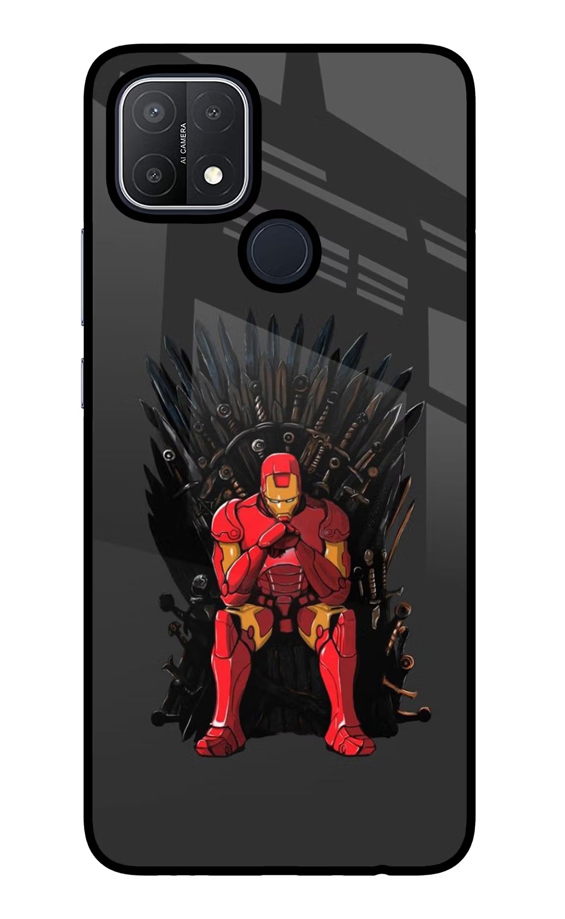 Ironman Throne Oppo A15/A15s Glass Case - Ironman Throne Oppo A15/A15s Glass Case Ironman Throne Oppo A15/A15s Glass Case
