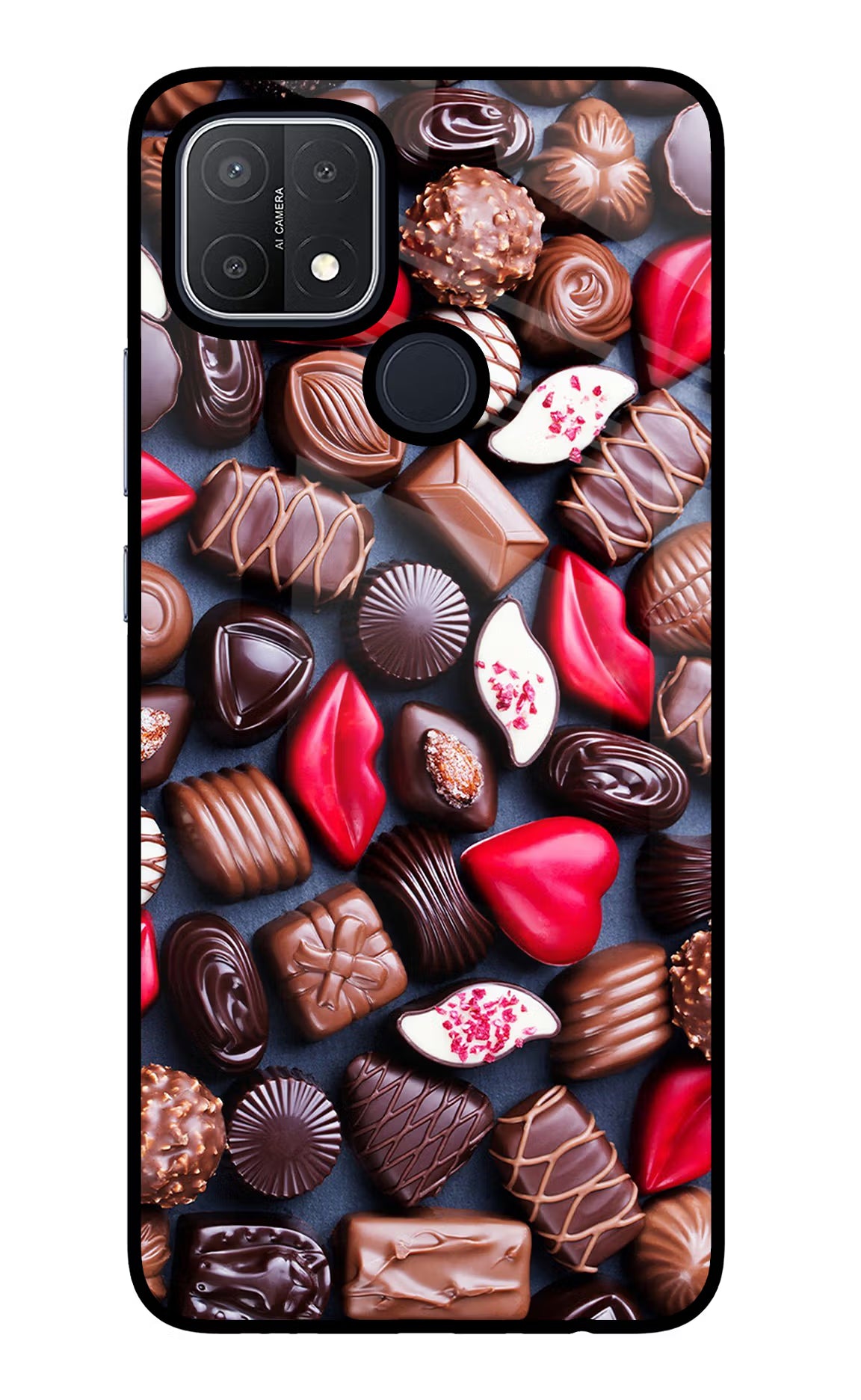 Chocolates Oppo A15/A15s Glass Case - Chocolates Oppo A15/A15s Glass Case Chocolates Oppo A15/A15s Glass Case