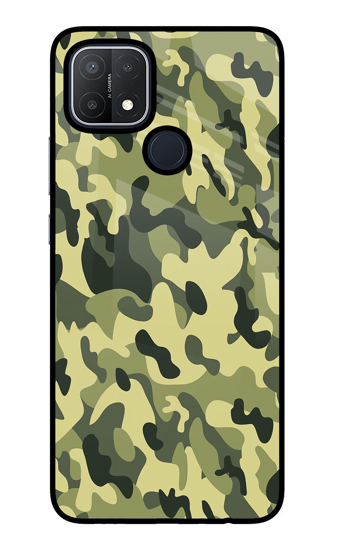 Camouflage Oppo A15/A15s Glass Case - Camouflage Oppo A15/A15s Glass Case Camouflage Oppo A15/A15s Glass Case