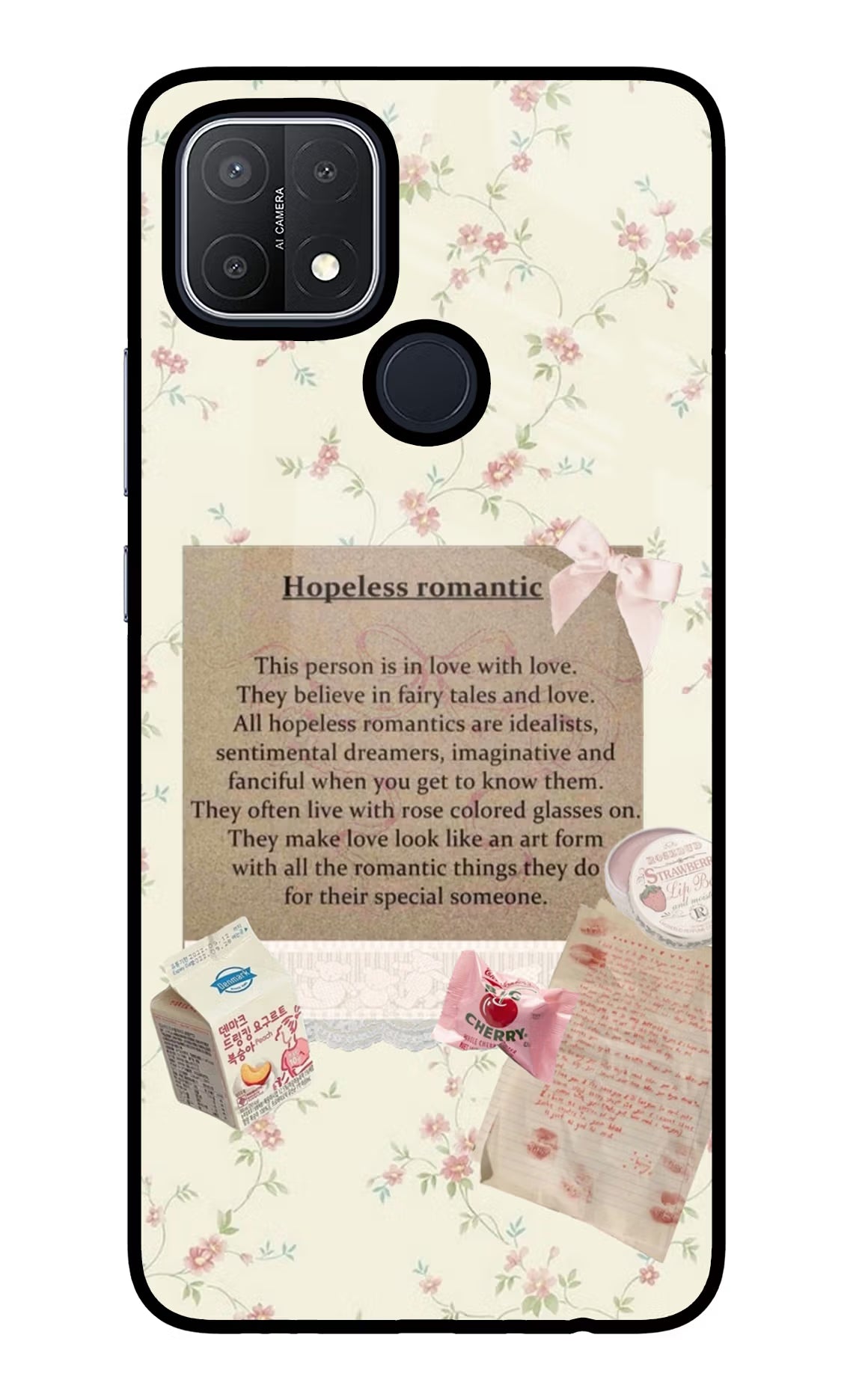 Hopeless Romantic Oppo A15/A15s Glass Case - Hopeless Romantic Oppo A15/A15s Glass Case Hopeless Romantic Oppo A15/A15s Glass Case
