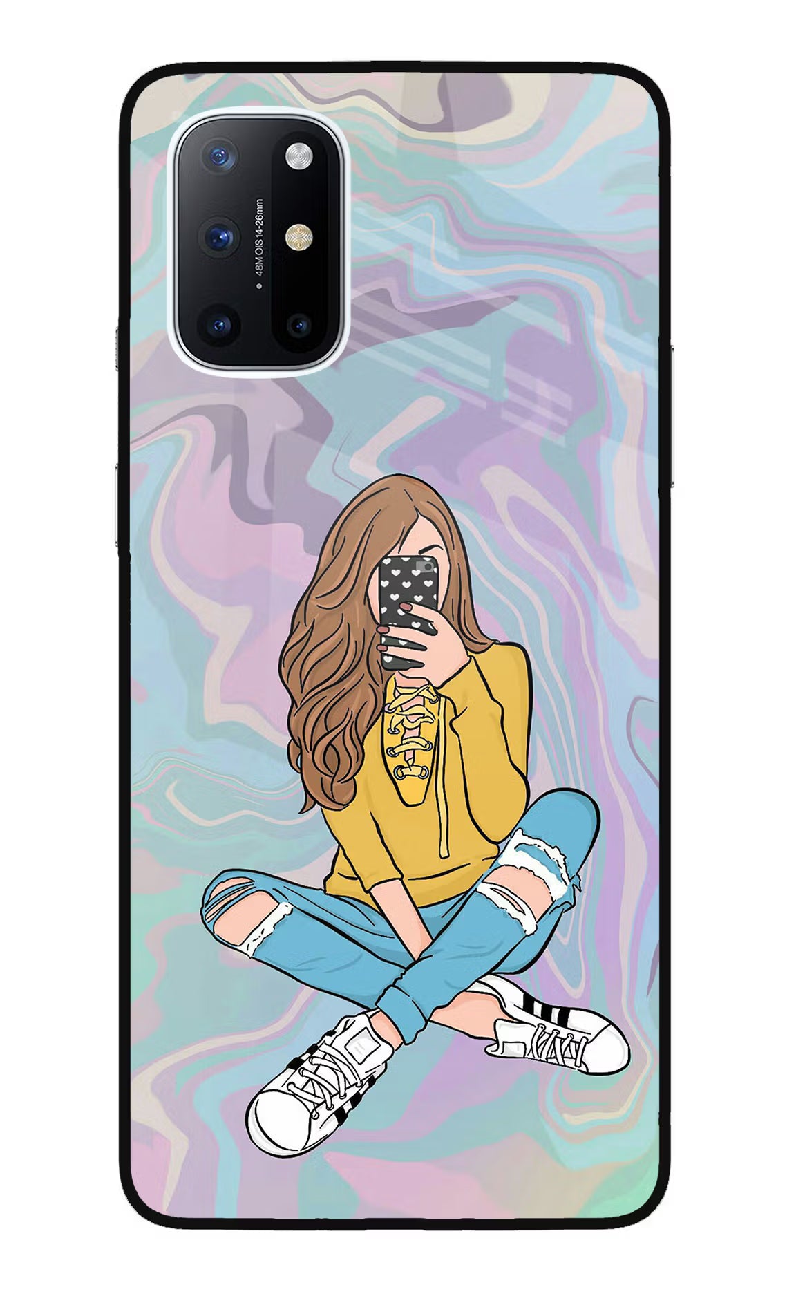 Selfie Girl Oneplus 8T Glass Case - Selfie Girl Oneplus 8T Glass Case Selfie Girl Oneplus 8T Glass Case