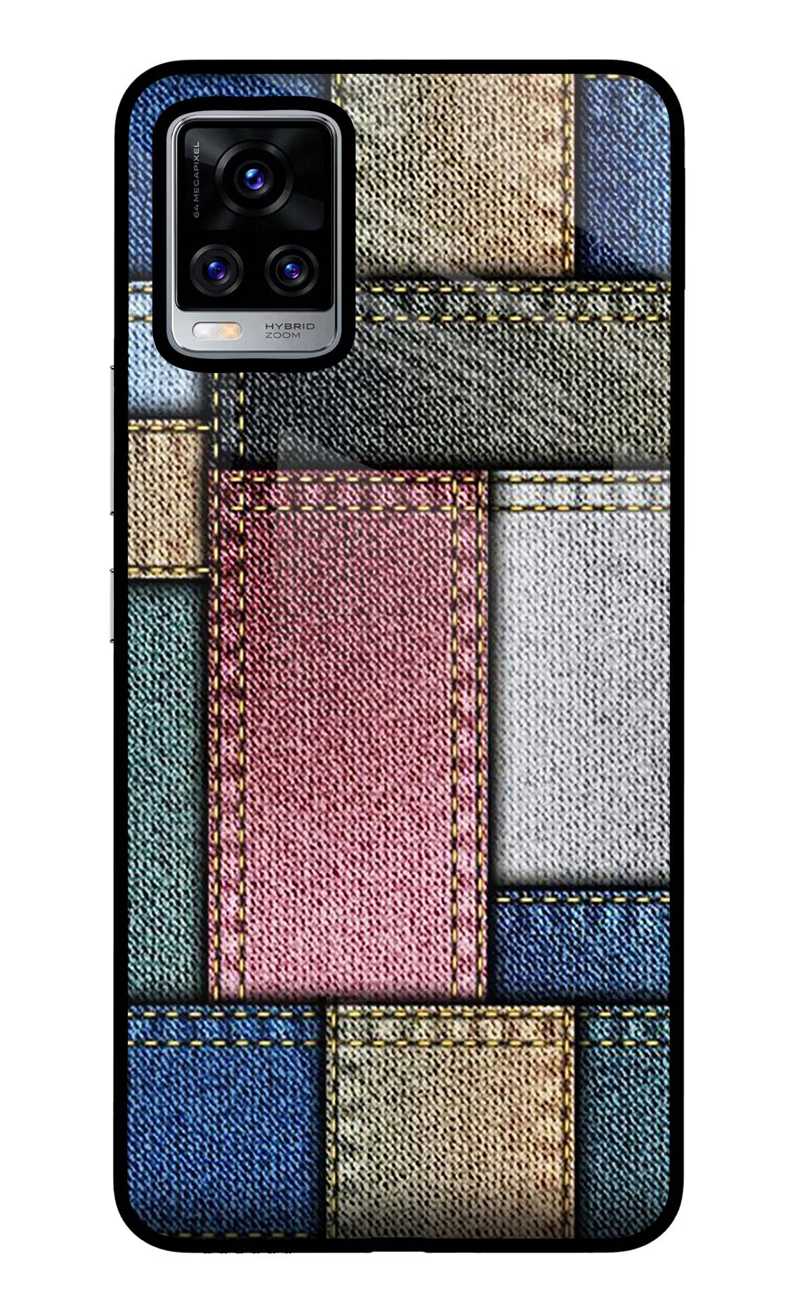 Multicolor Jeans Vivo V20 Pro Back Cover - Multicolor Jeans Vivo V20 Pro Glass Case Back Cover by Casekaro Multicolor Jeans Vivo V20 Pro Glass Case Back Cover by Casekaro
