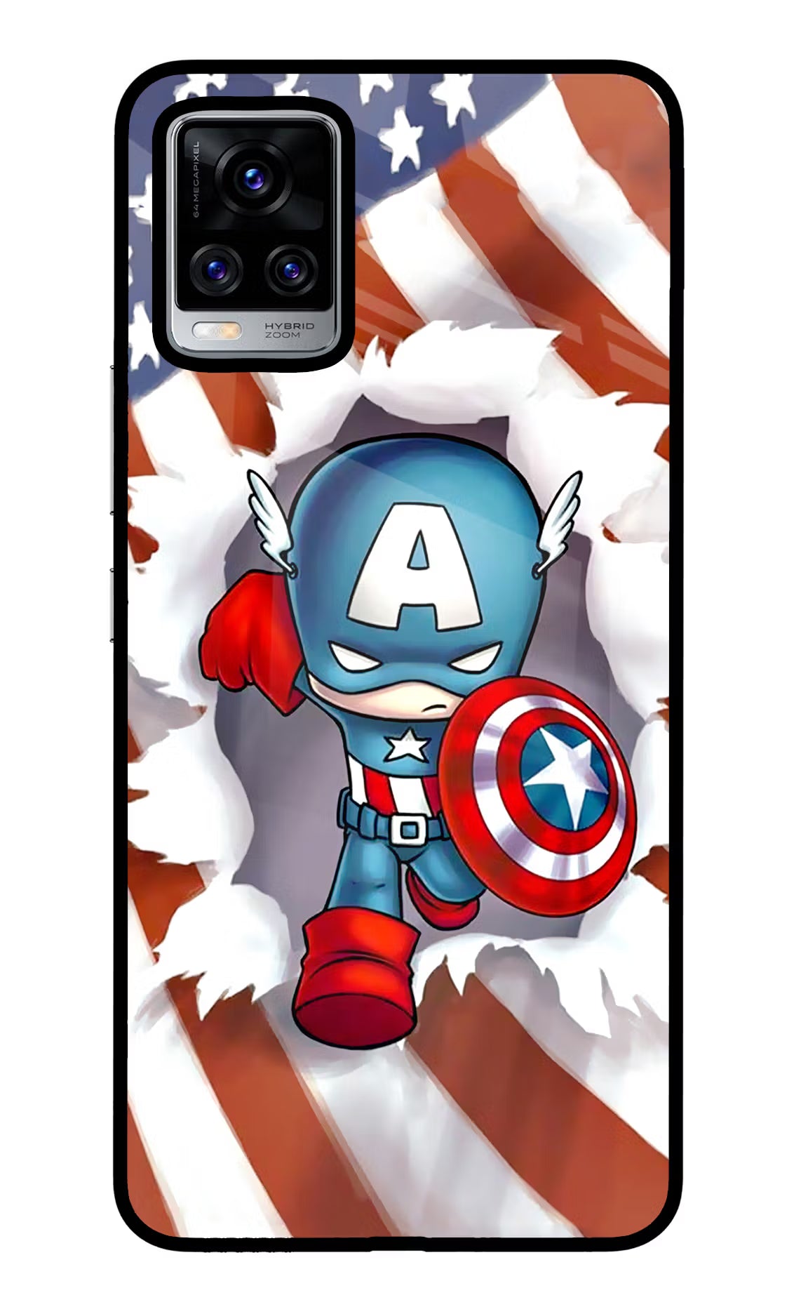 Captain America Vivo V20 Pro Back Cover - Captain America Vivo V20 Pro Glass Case Back Cover by Casekaro Captain America Vivo V20 Pro Glass Case Back Cover by Casekaro