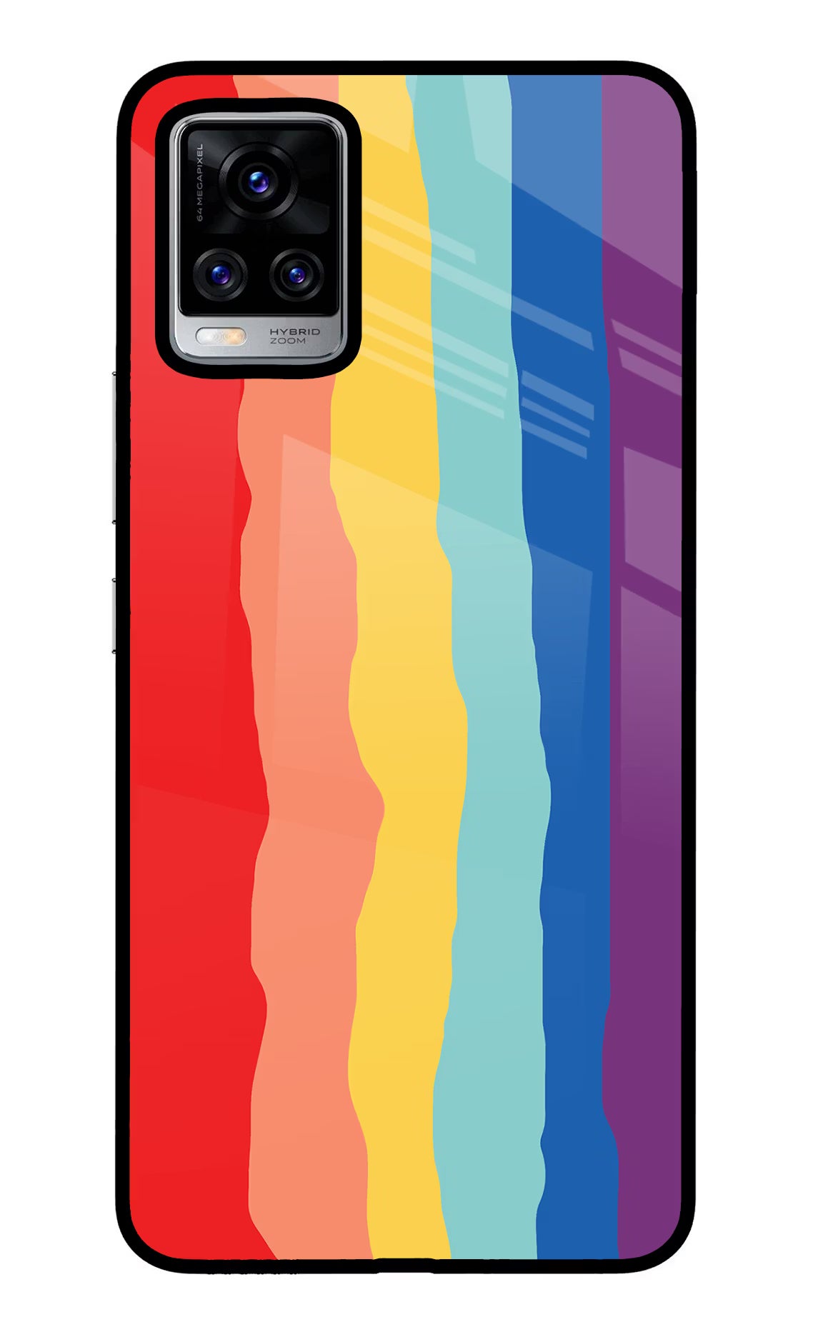 Rainbow Vivo V20 Pro Back Cover - Rainbow Vivo V20 Pro Glass Case Back Cover by Casekaro Rainbow Vivo V20 Pro Glass Case Back Cover by Casekaro