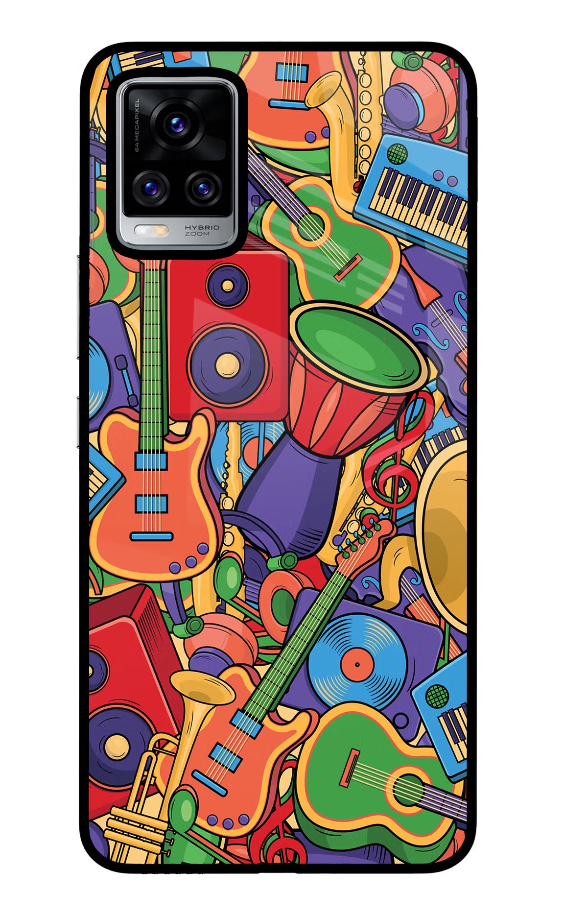 Music Instrument Doodle Vivo V20 Pro Glass Case - Music Instrument Doodle Vivo V20 Pro Glass Case Music Instrument Doodle Vivo V20 Pro Glass Case