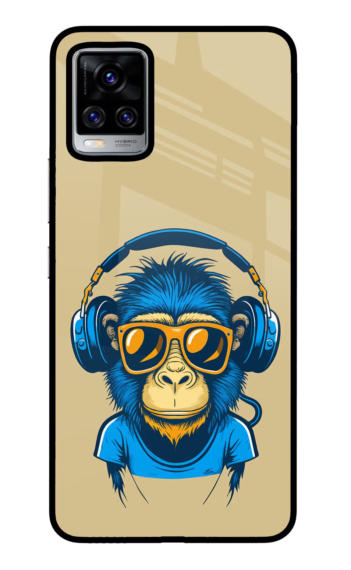 Monkey Headphone Vivo V20 Pro Back Cover - Monkey Headphone Vivo V20 Pro Glass Case Back Cover by Casekaro Monkey Headphone Vivo V20 Pro Glass Case Back Cover by Casekaro