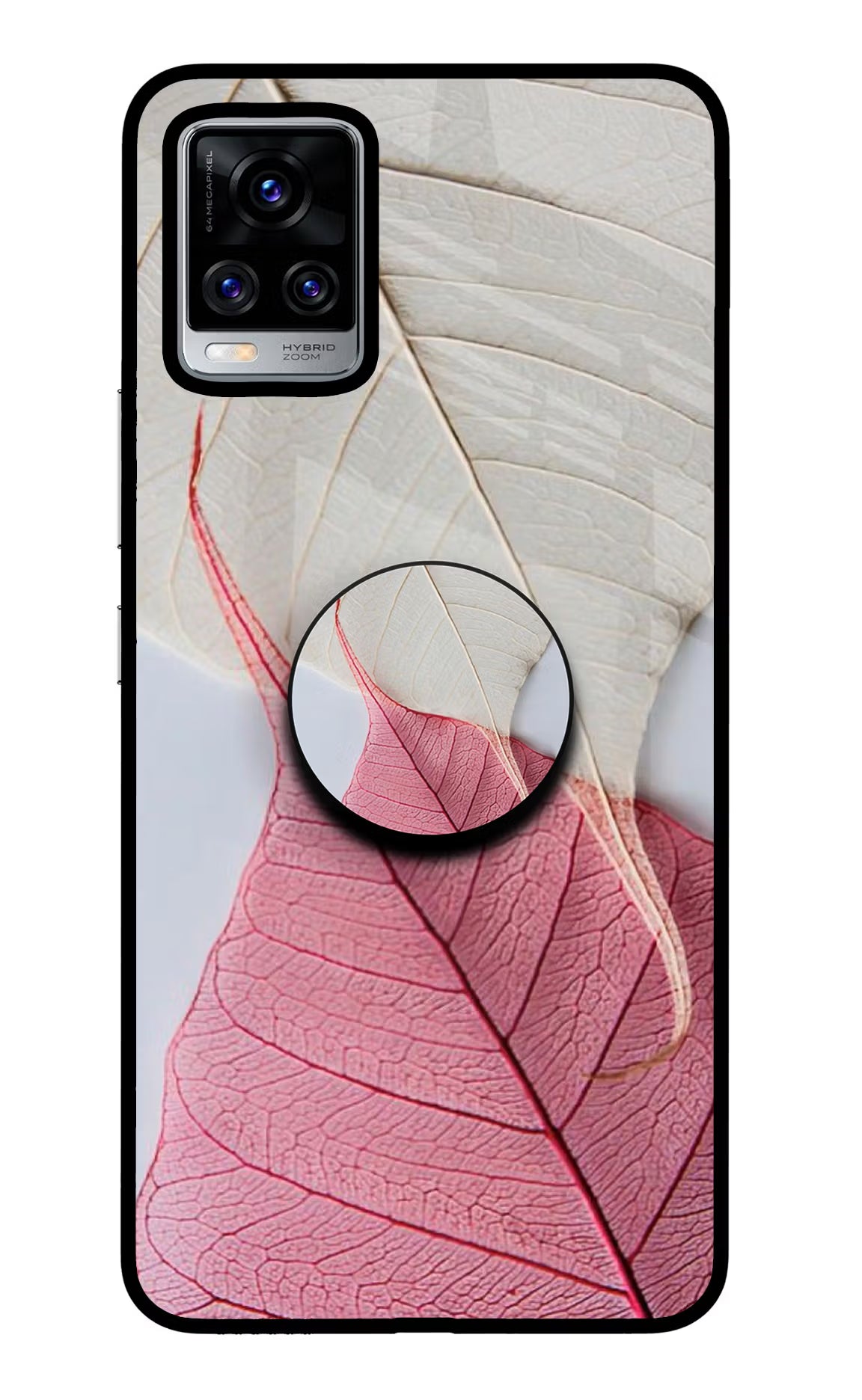 White Pink Leaf Vivo V20 Pro Pop Case - White Pink Leaf Vivo V20 Pro Pop Case by Casekaro White Pink Leaf Vivo V20 Pro Pop Case by Casekaro