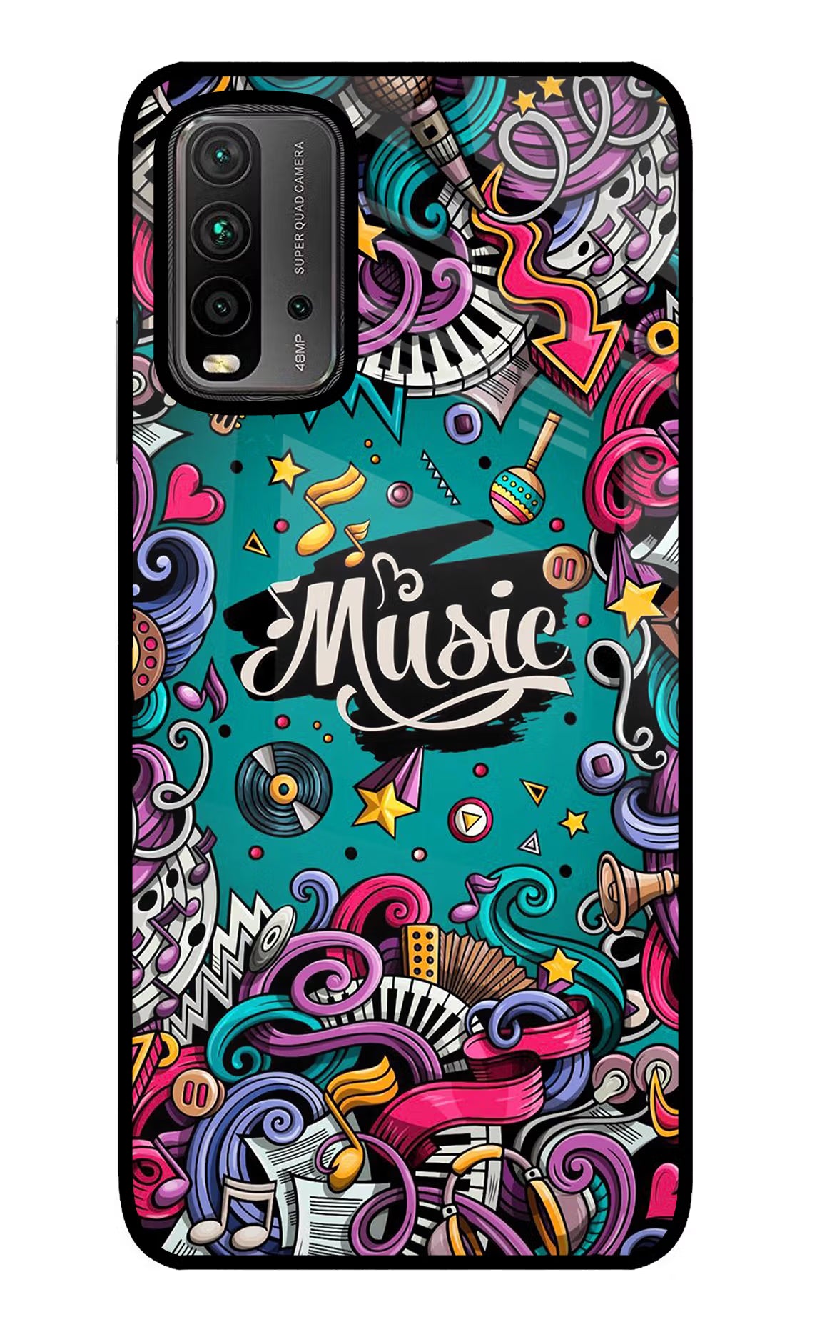 Music Graffiti Redmi 9 Power Glass Case - Music Graffiti Redmi 9 Power Glass Case Music Graffiti Redmi 9 Power Glass Case