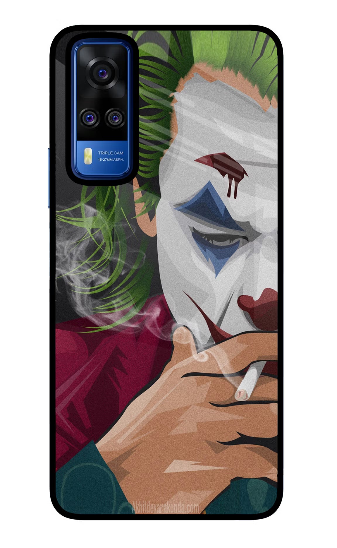 Joker Smoking Vivo Y51A/Y51 2020 Glass Case - Joker Smoking Vivo Y51A/Y51 2020 Glass Case Joker Smoking Vivo Y51A/Y51 2020 Glass Case