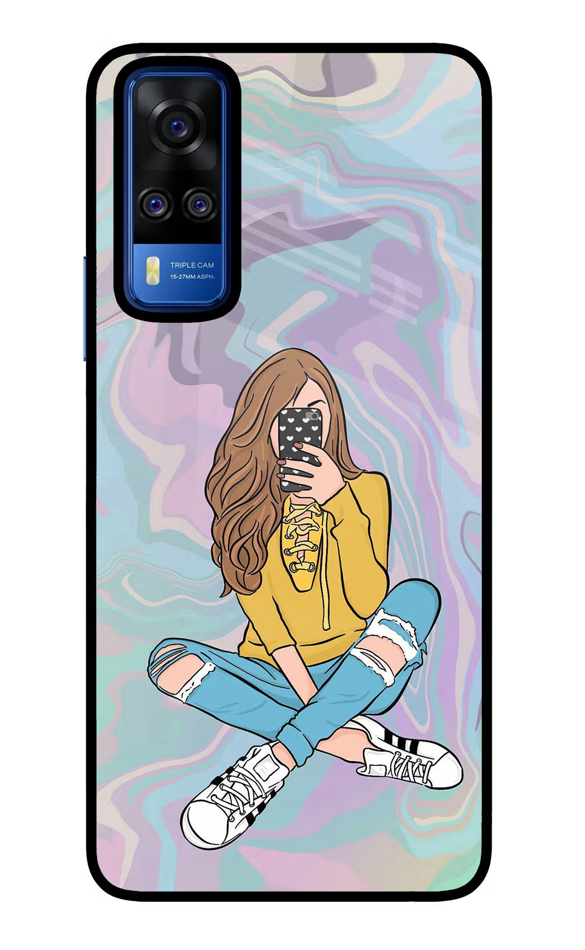 Selfie Girl Vivo Y51A/Y51 2020 Glass Case - Selfie Girl Vivo Y51A/Y51 2020 Glass Case Selfie Girl Vivo Y51A/Y51 2020 Glass Case