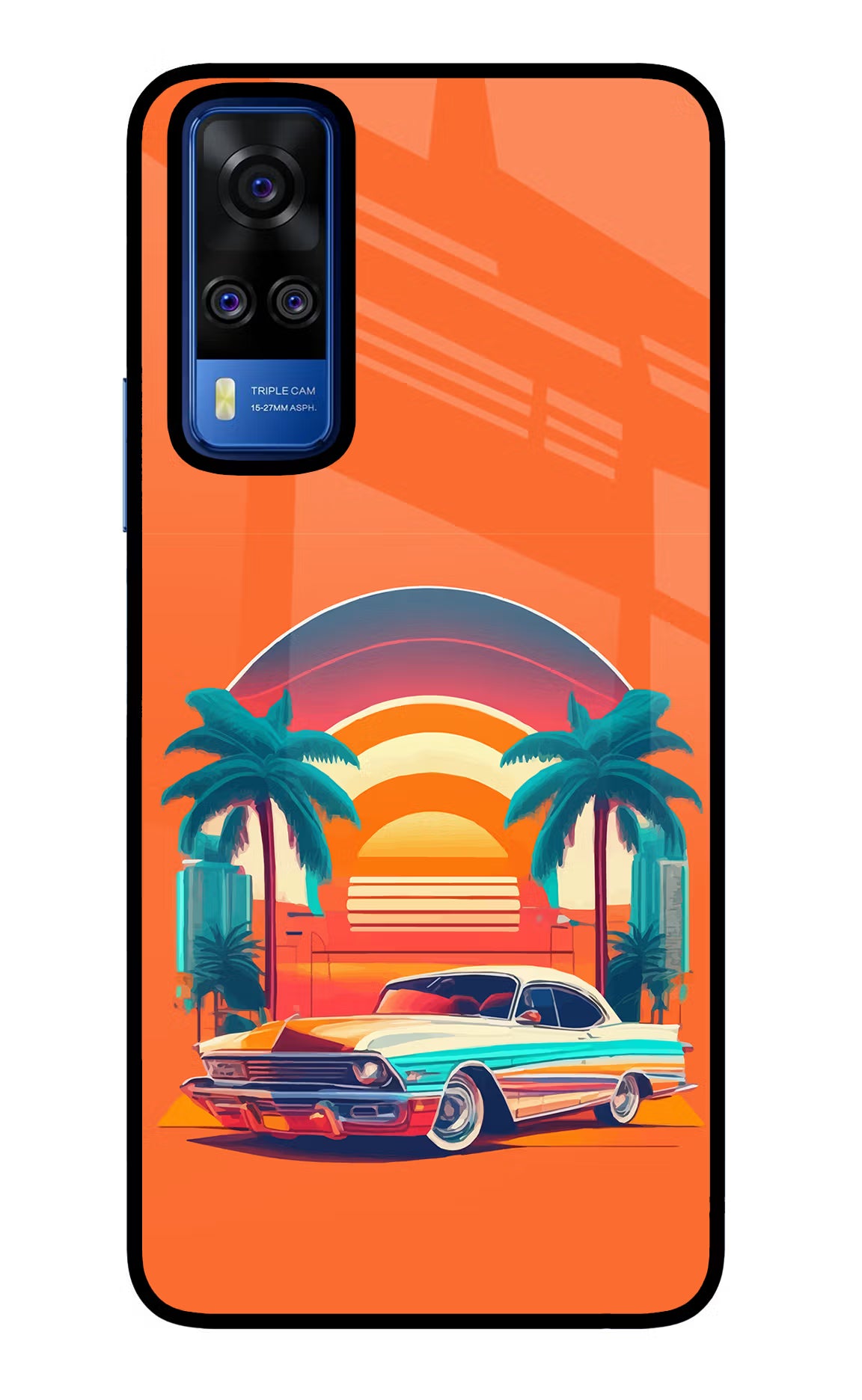 Palm Drive 80s Vivo Y51A/Y51 2020 Glass Case - Palm Drive 80s Vivo Y51A/Y51 2020 Glass Case Palm Drive 80s Vivo Y51A/Y51 2020 Glass Case