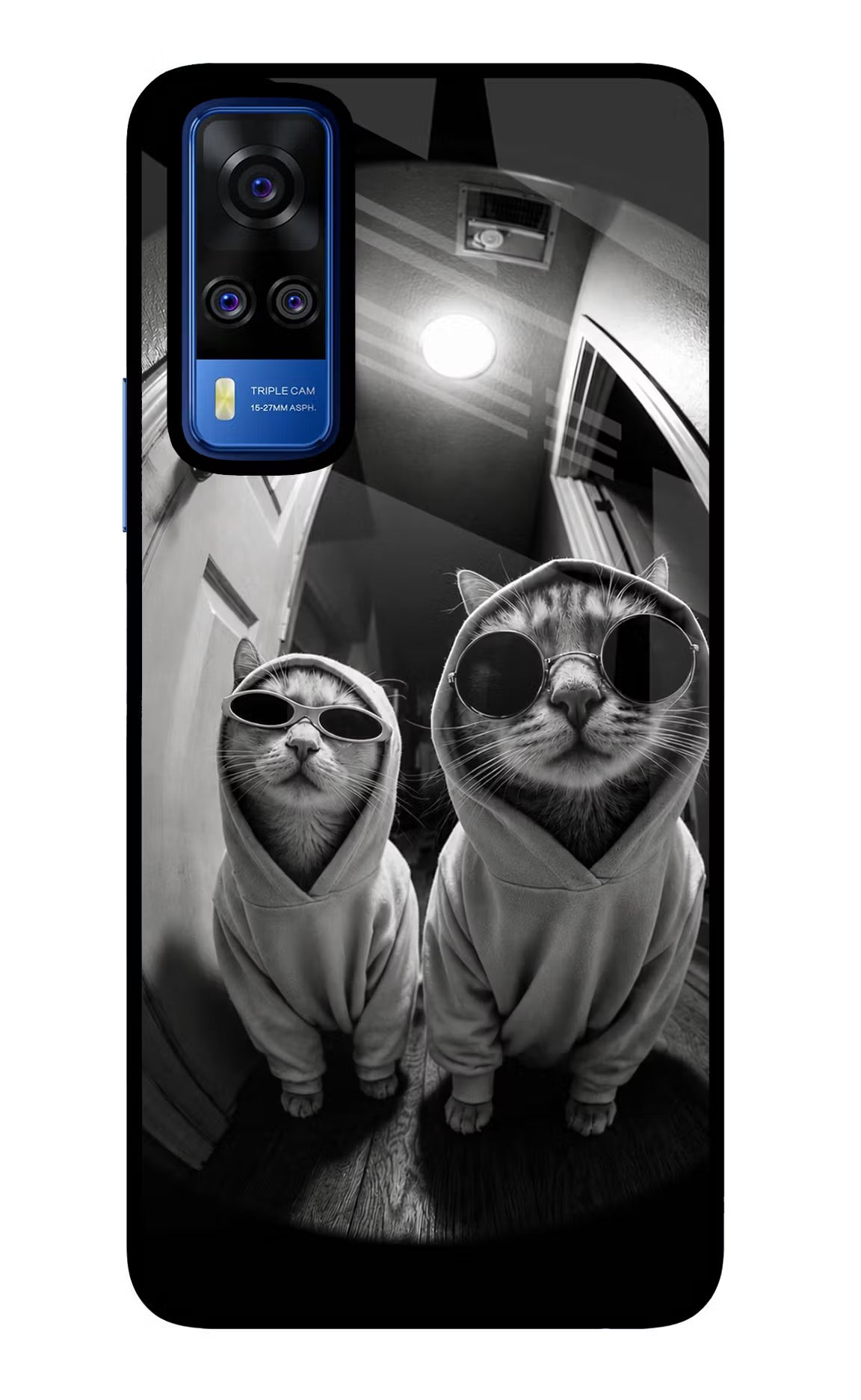 Hood Cats Vivo Y51A/Y51 2020 Glass Case - Hood Cats Vivo Y51A/Y51 2020 Glass Case Hood Cats Vivo Y51A/Y51 2020 Glass Case
