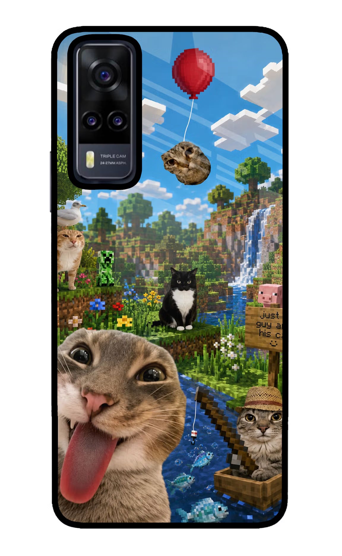 Minecraft Cat Chaos Vivo Y31 Glass Case - Minecraft Cat Chaos Vivo Y31 Glass Case Minecraft Cat Chaos Vivo Y31 Glass Case